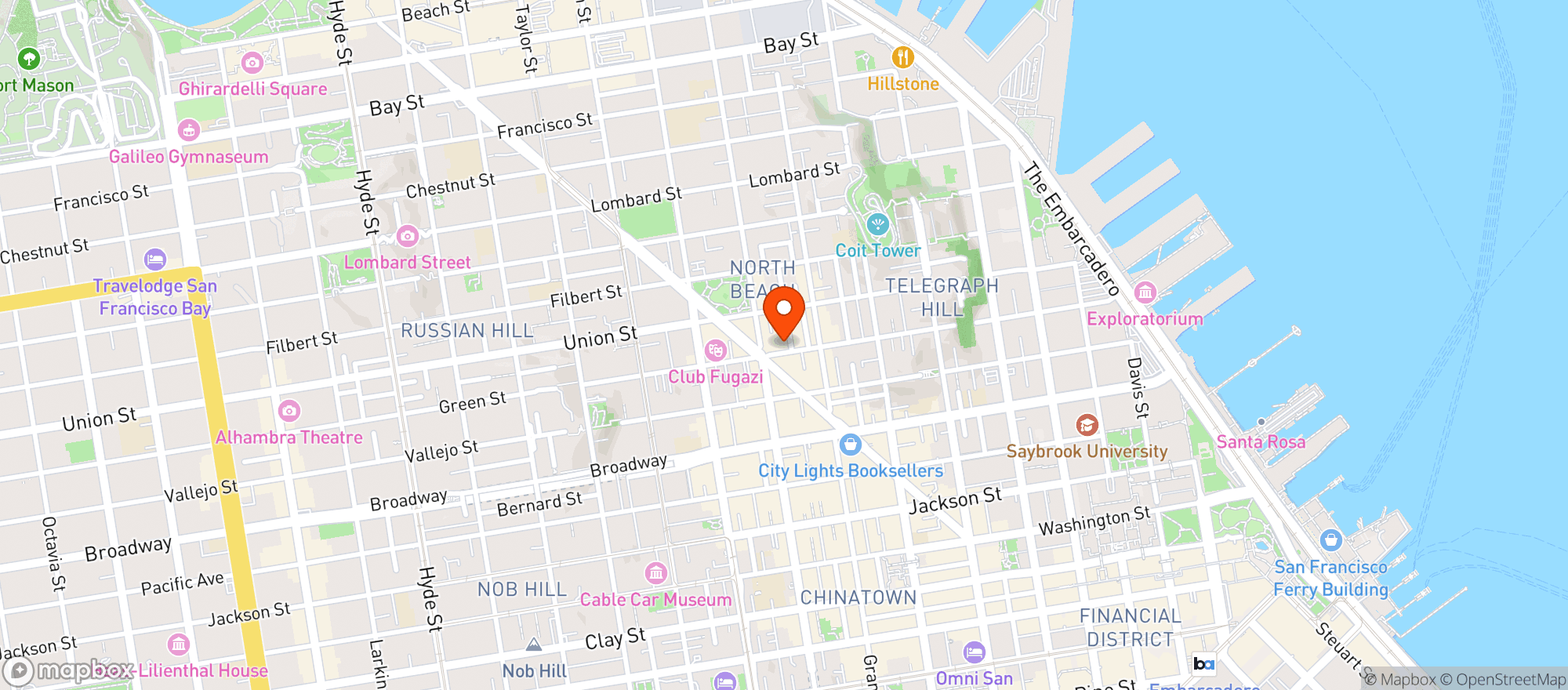 Map showing Columbus Cafe