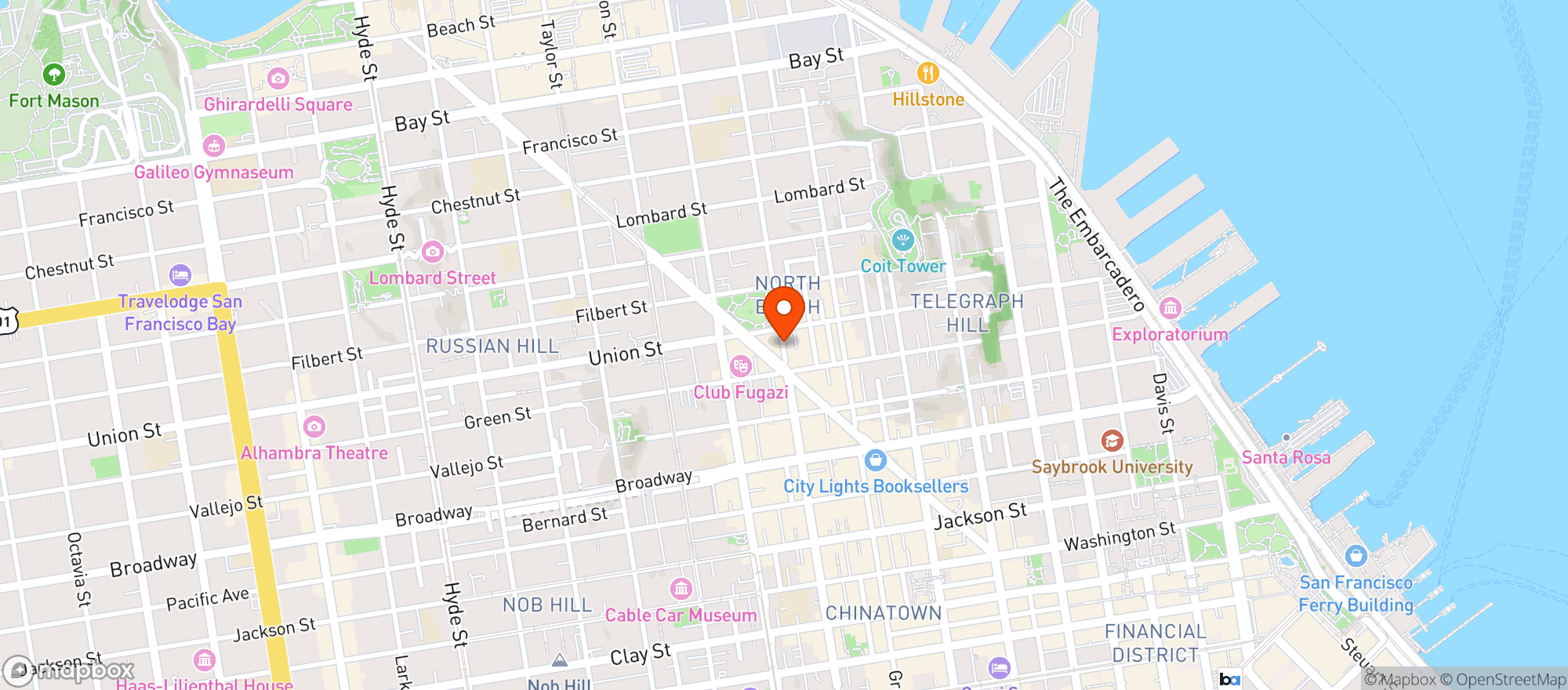 Map showing North Beach Cantina