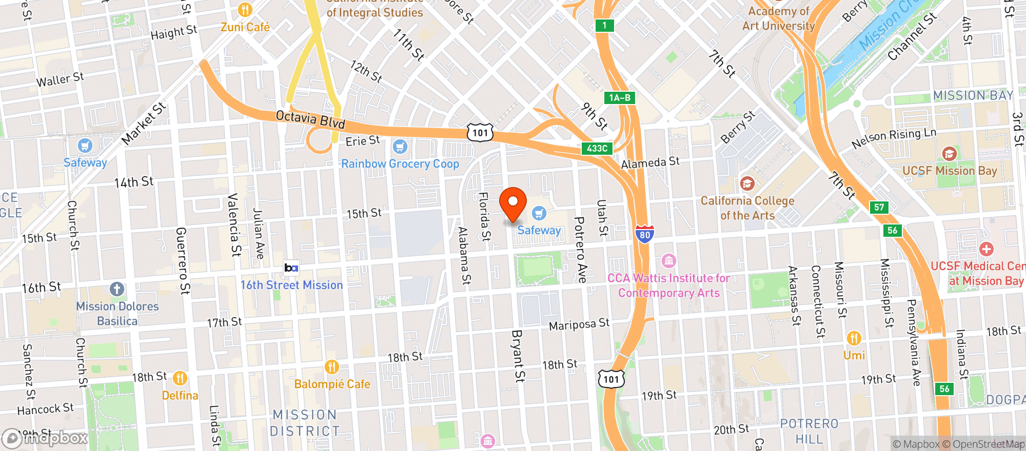 Map showing Safeway
