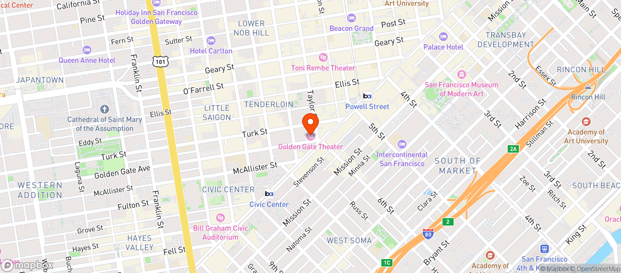 Map showing Golden Gate Theater The #0