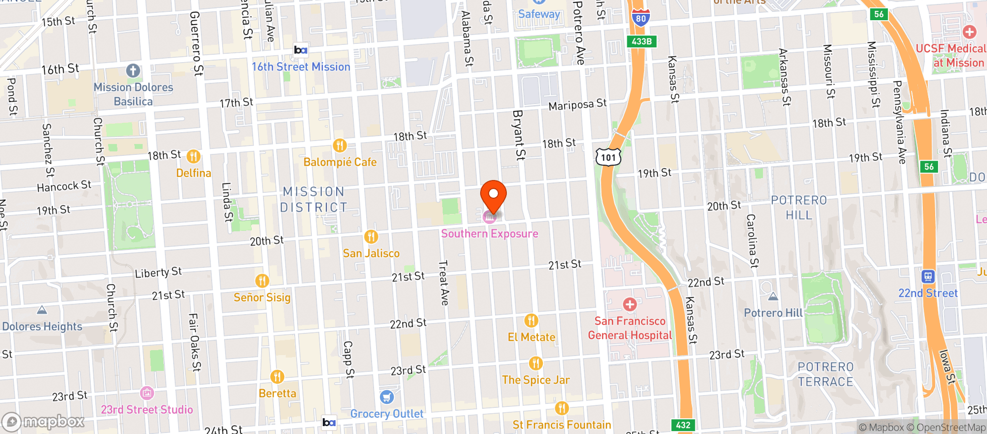 Map showing Trick Dog