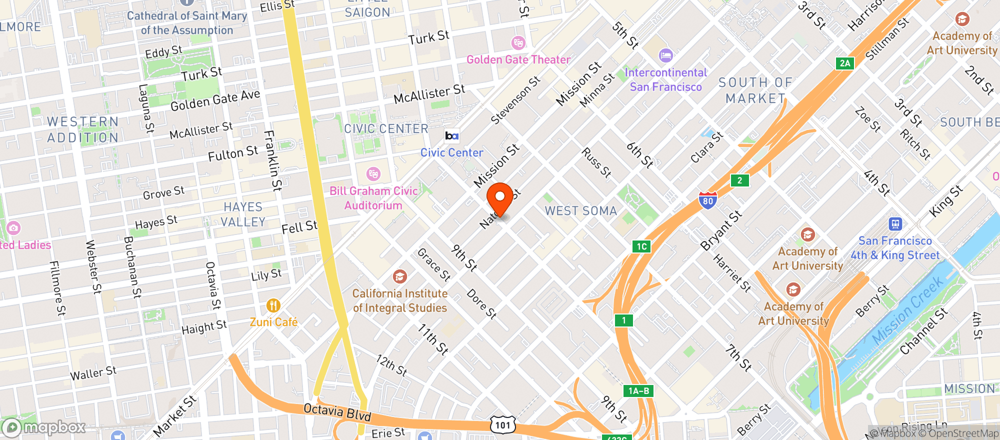 Map showing Harvest Urban Market