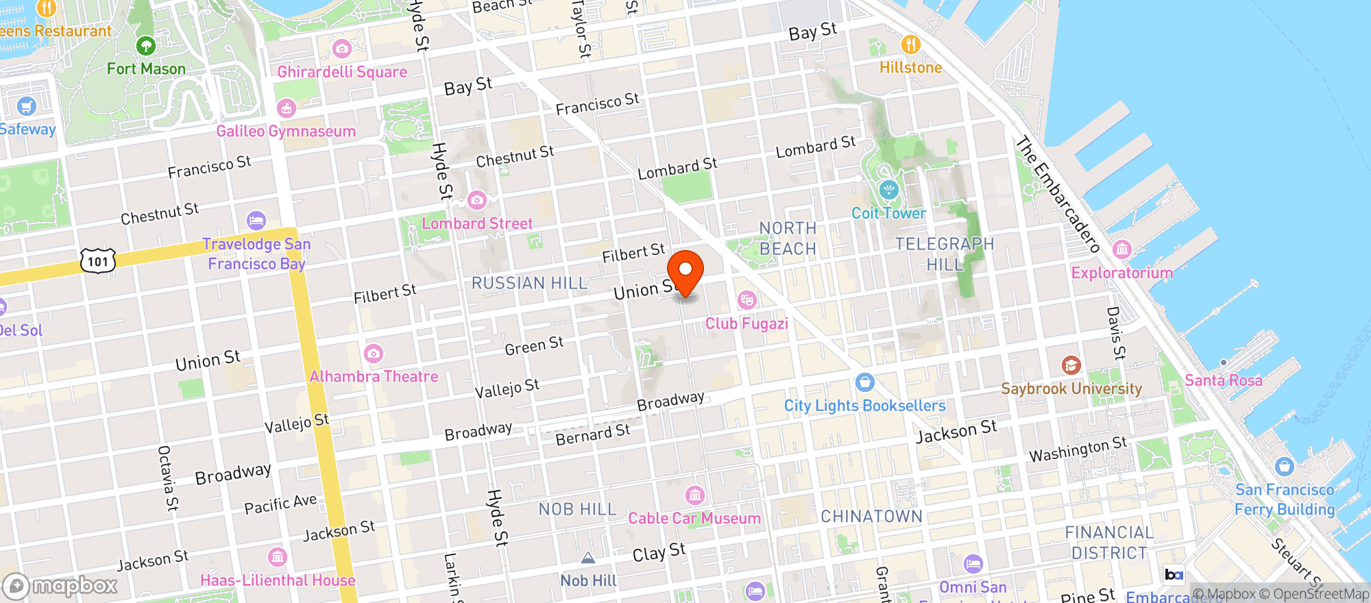 Map showing Union Street Produce Co - San Francisco