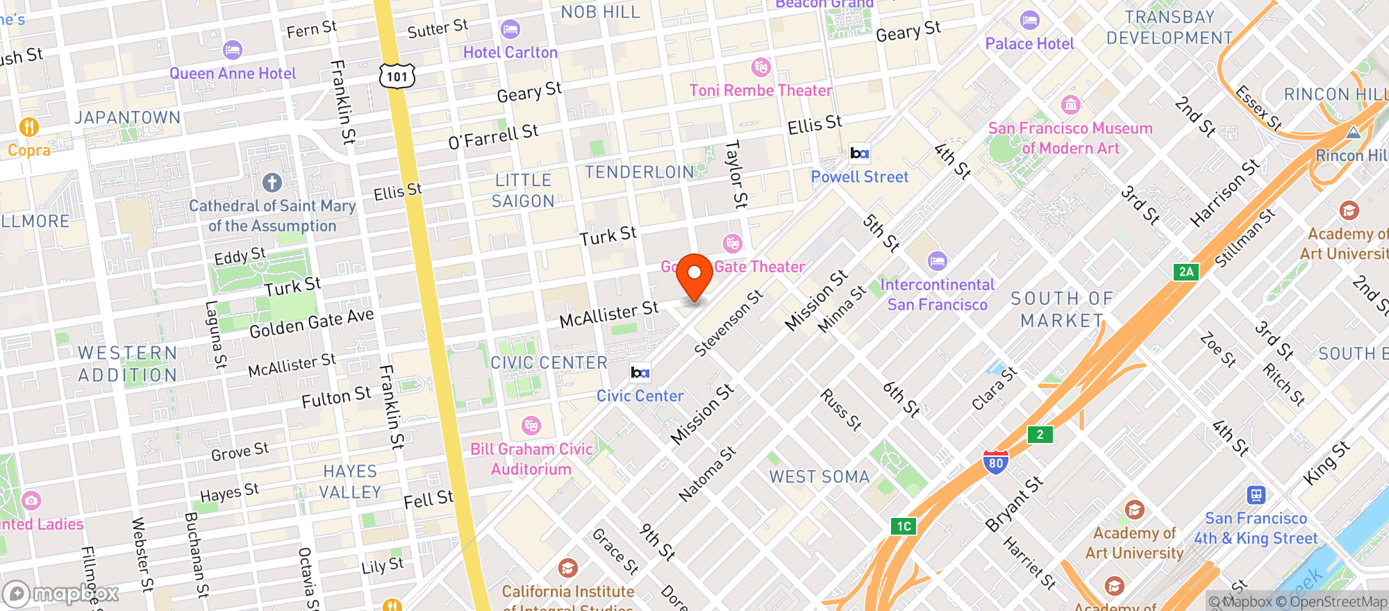 Map showing Proper Hotel