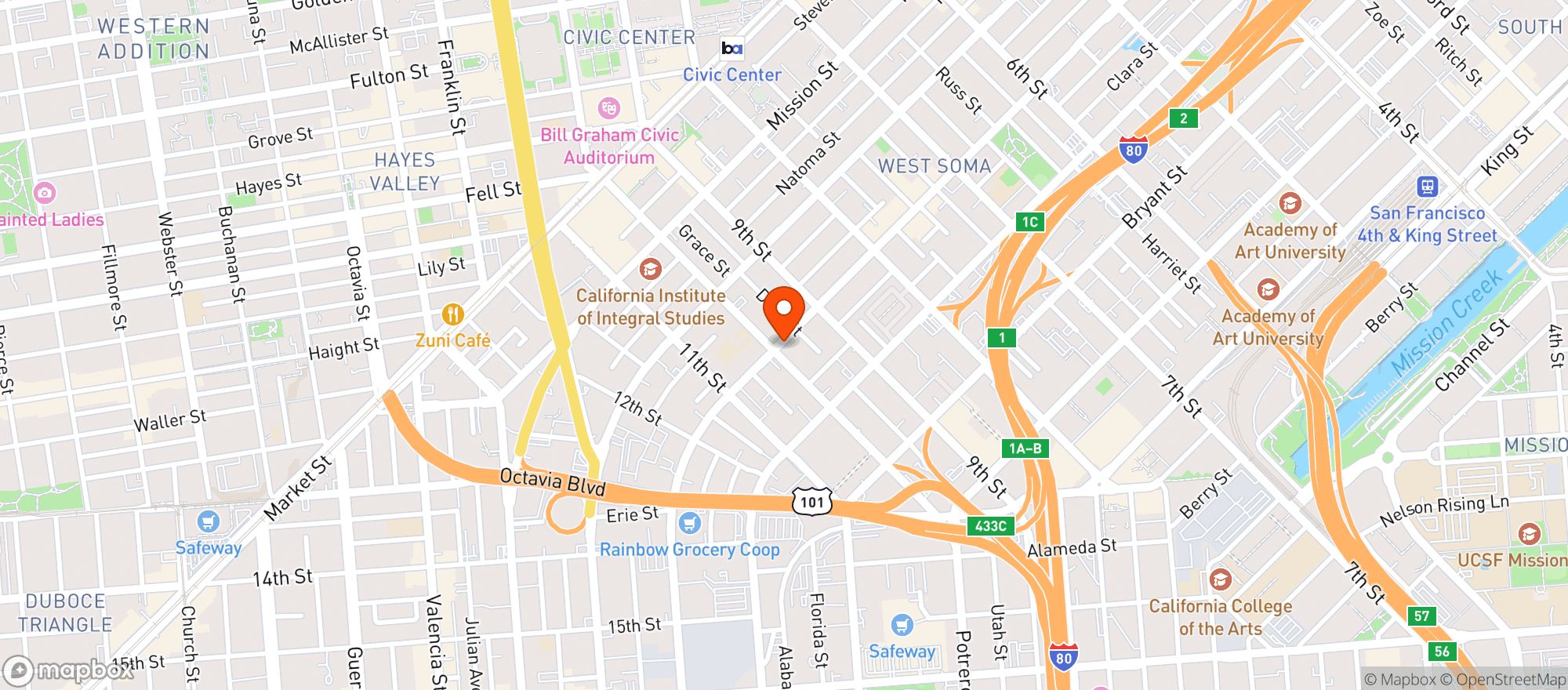 Map showing Hole In The Wall Saloon
