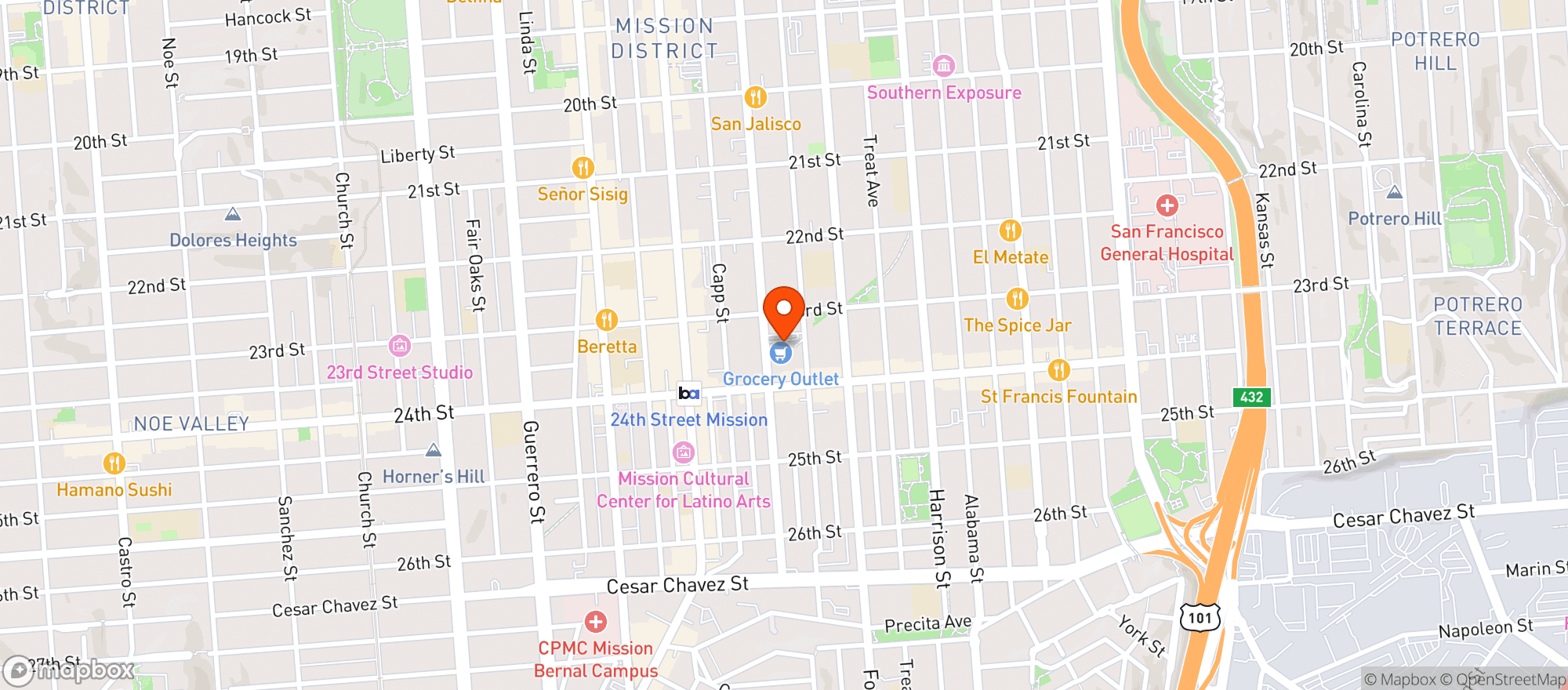 Map showing Grocery Outlet