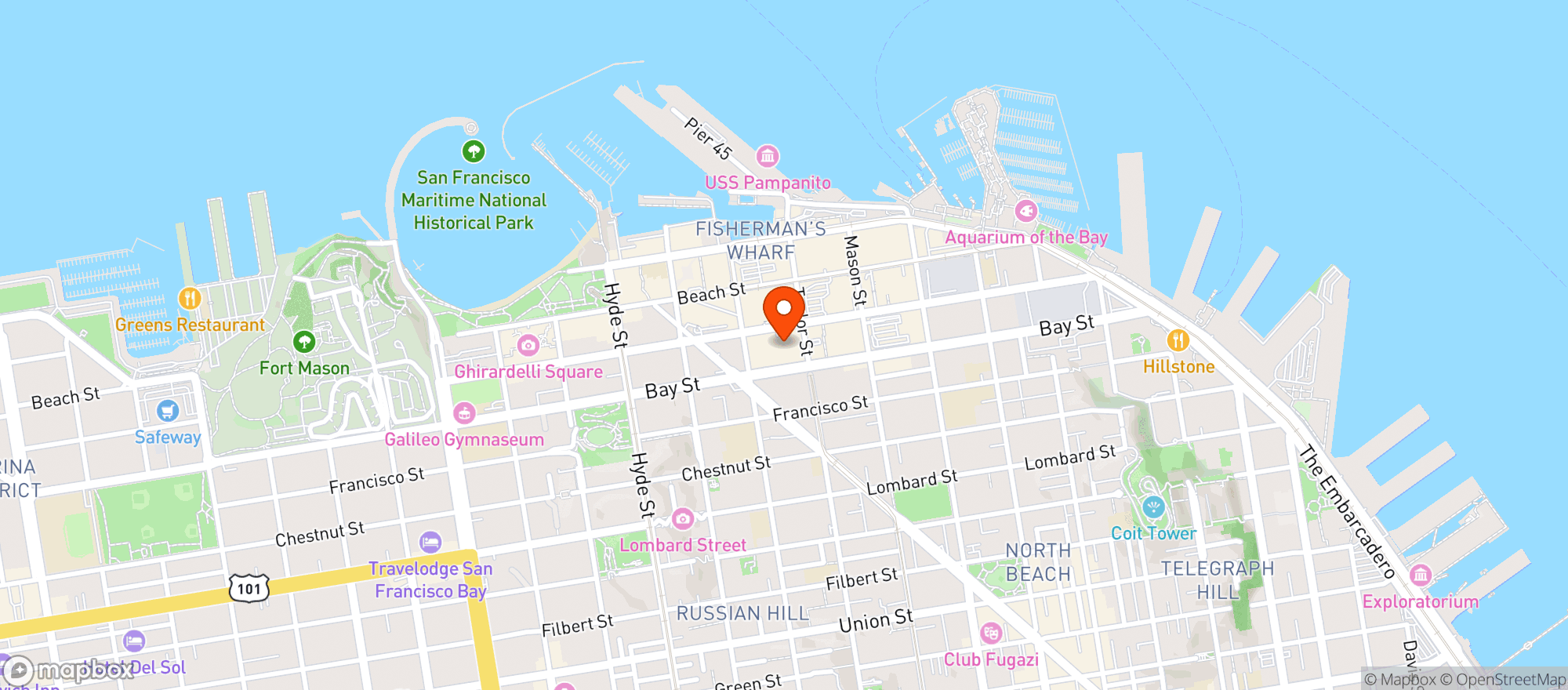 Map showing Hyatt Centric Fisherman's Wharf San Francisco