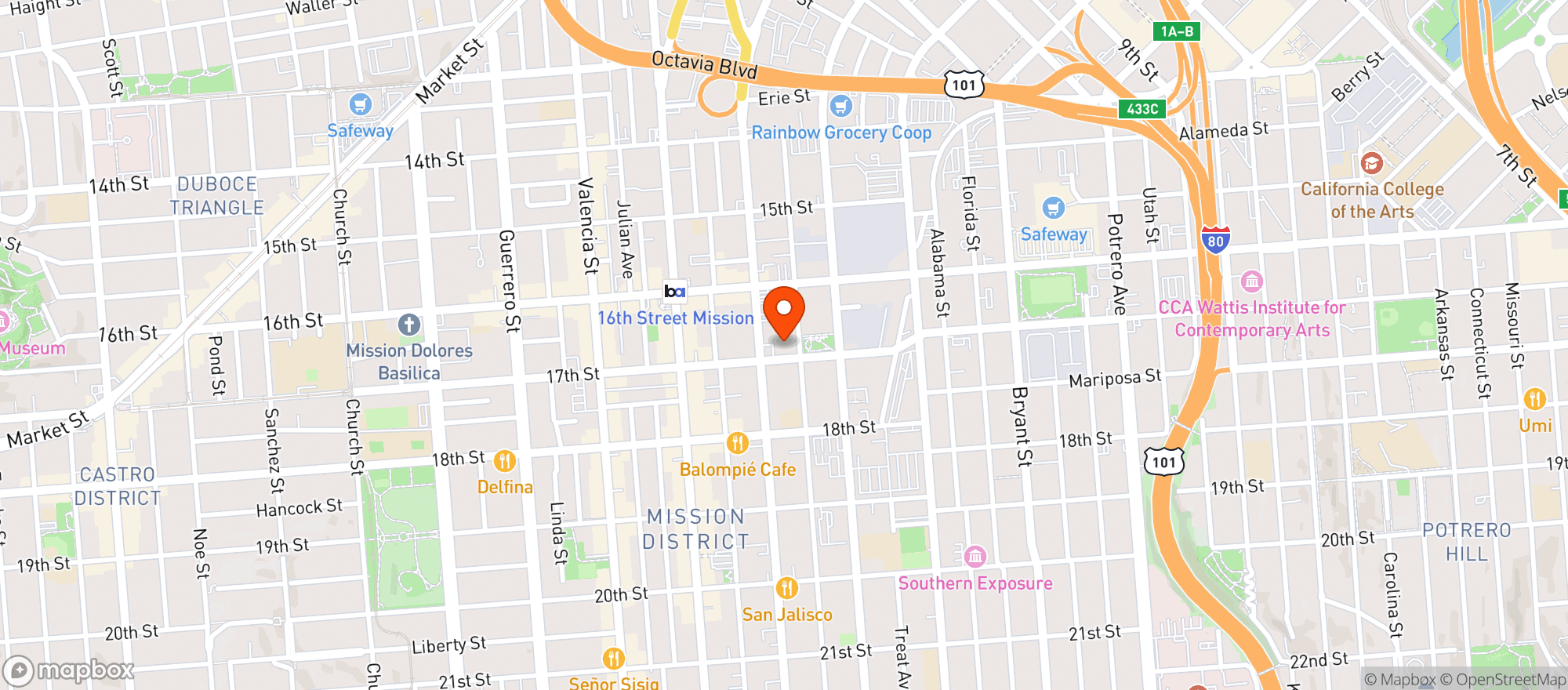 Map showing Mission Bowling Club