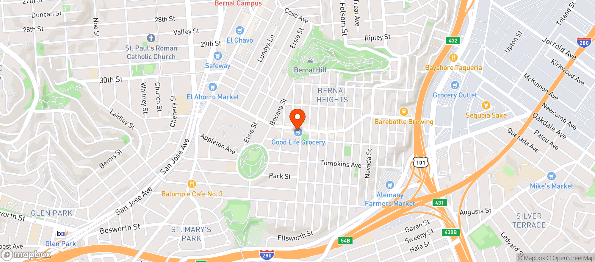 Map showing Good Life - Bernal Heights
