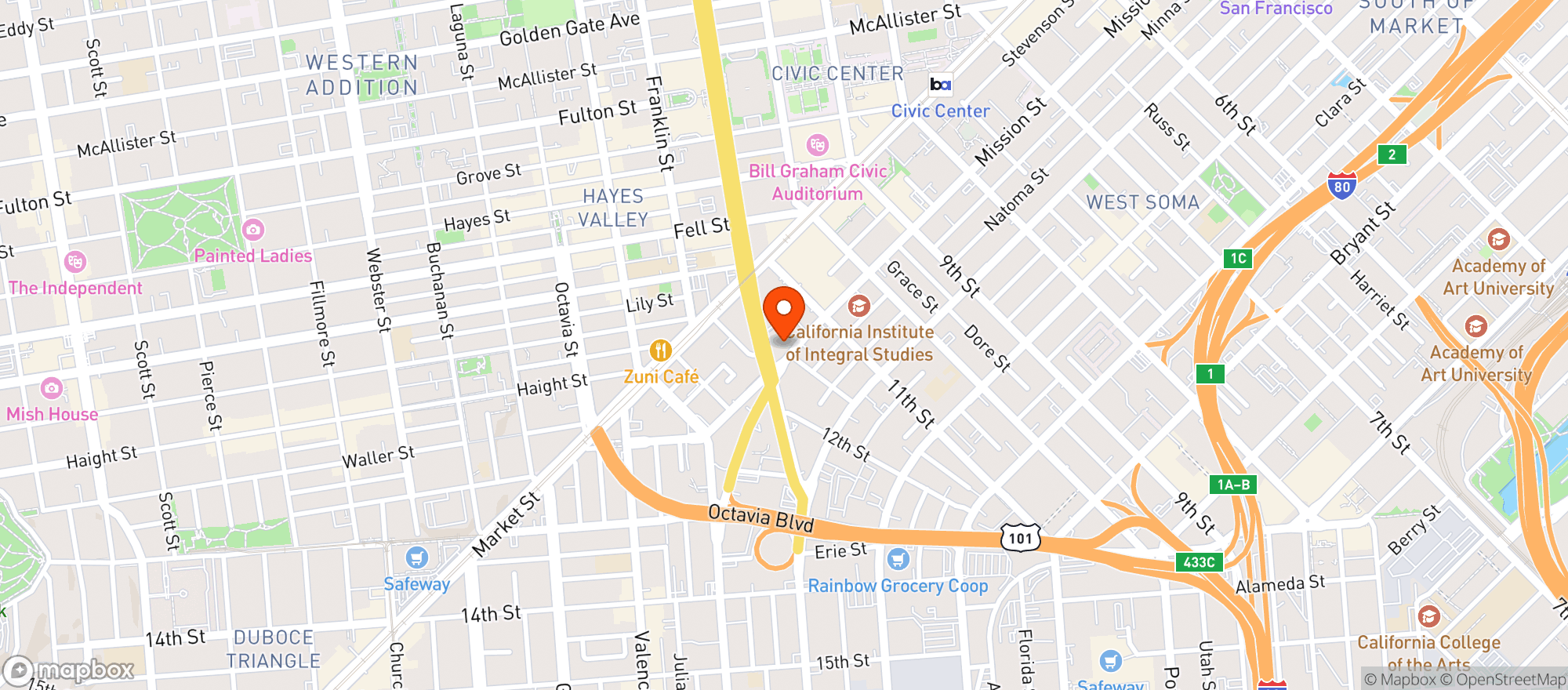 Map showing Fifteen Fifty Sports Bar