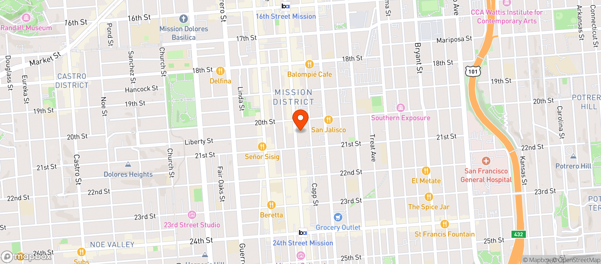 Map showing Mission Cannabis Club