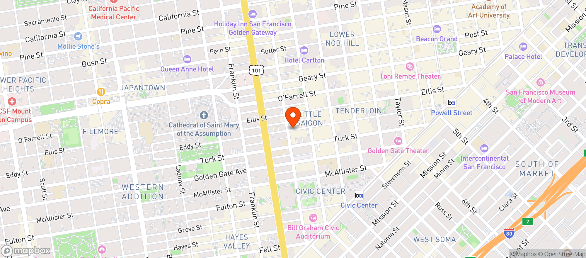 Map showing Gladstone Market