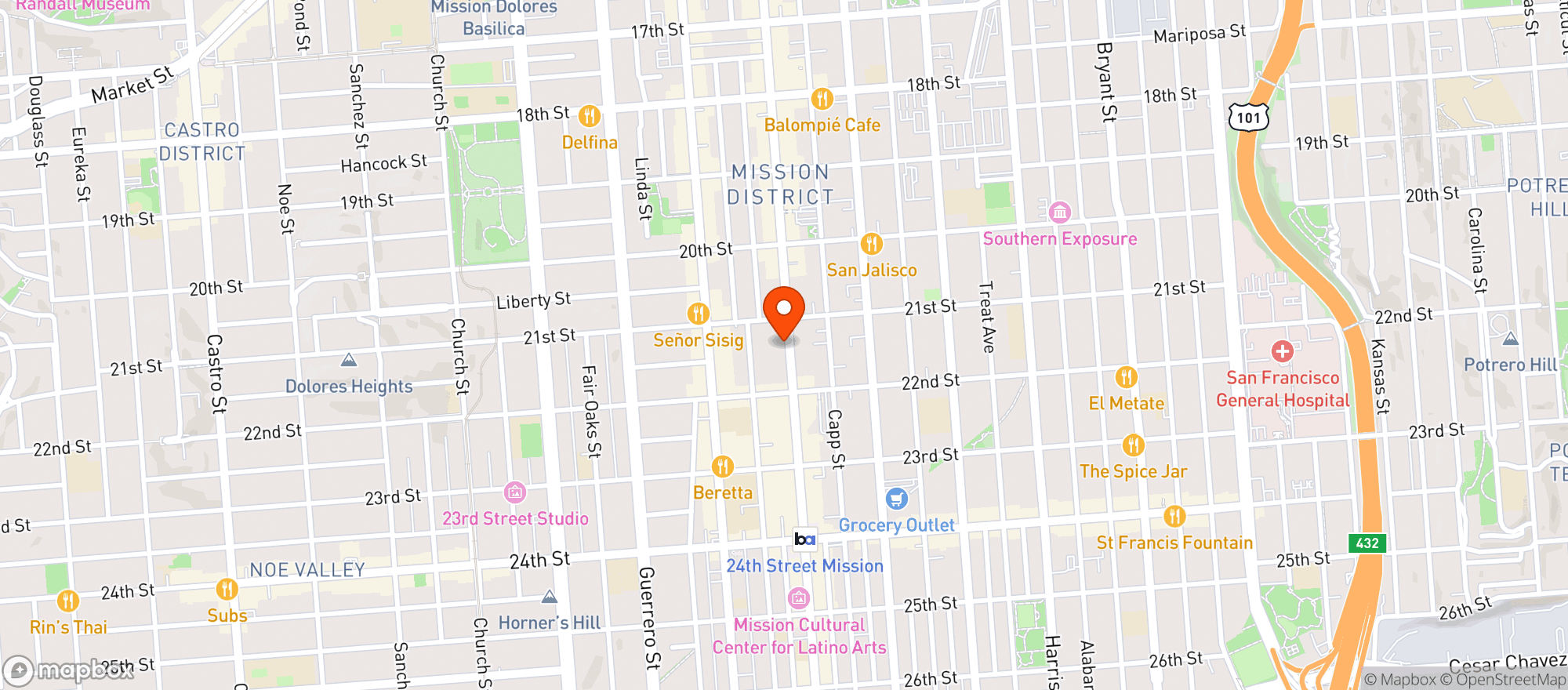 Map showing Foreign Cinema Restaurant