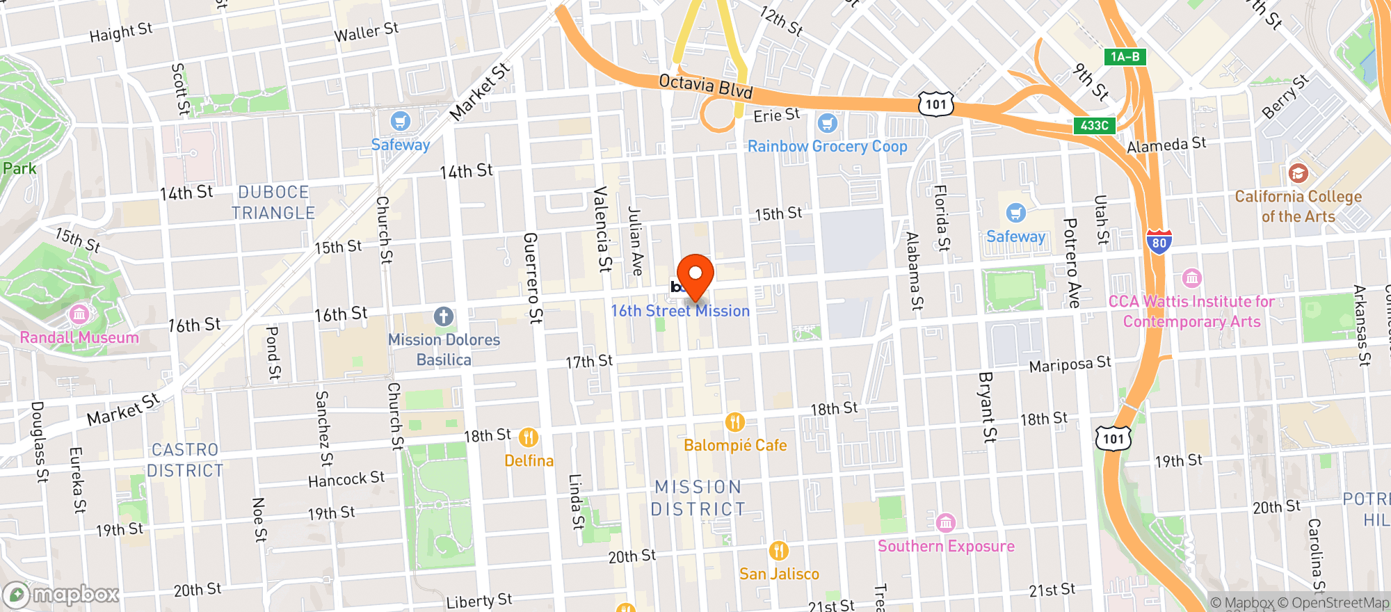 Map showing Mi Tierra Market SF - San Francisco