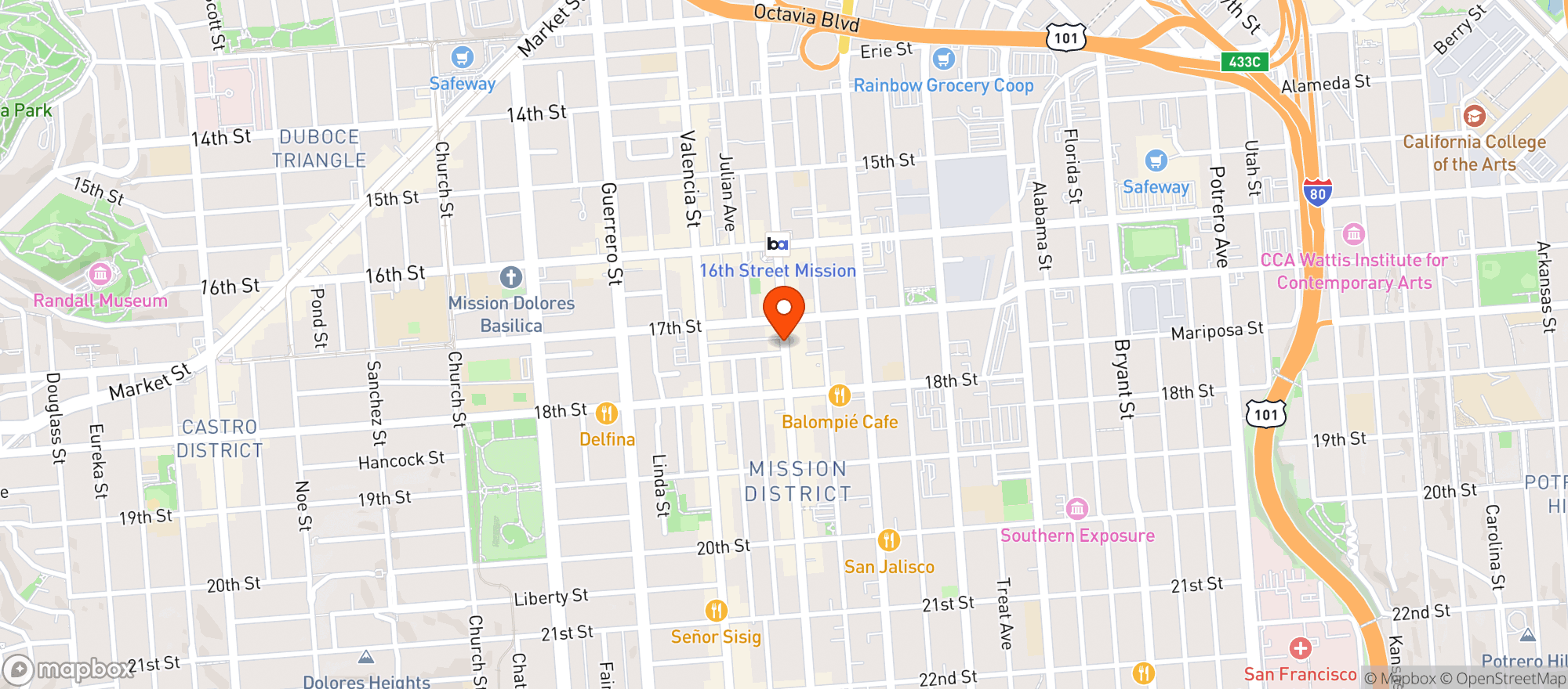 Map showing Mission Grocery & Liquor