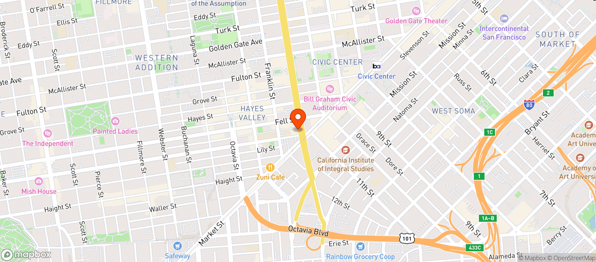 Map showing New Conservatory Theatre Center