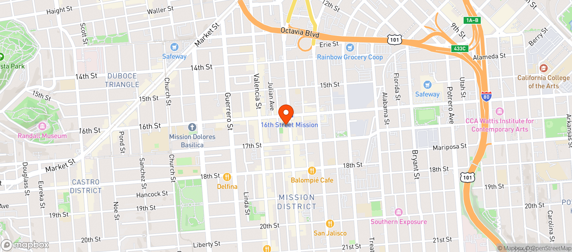 Map showing Marthas Restaurant