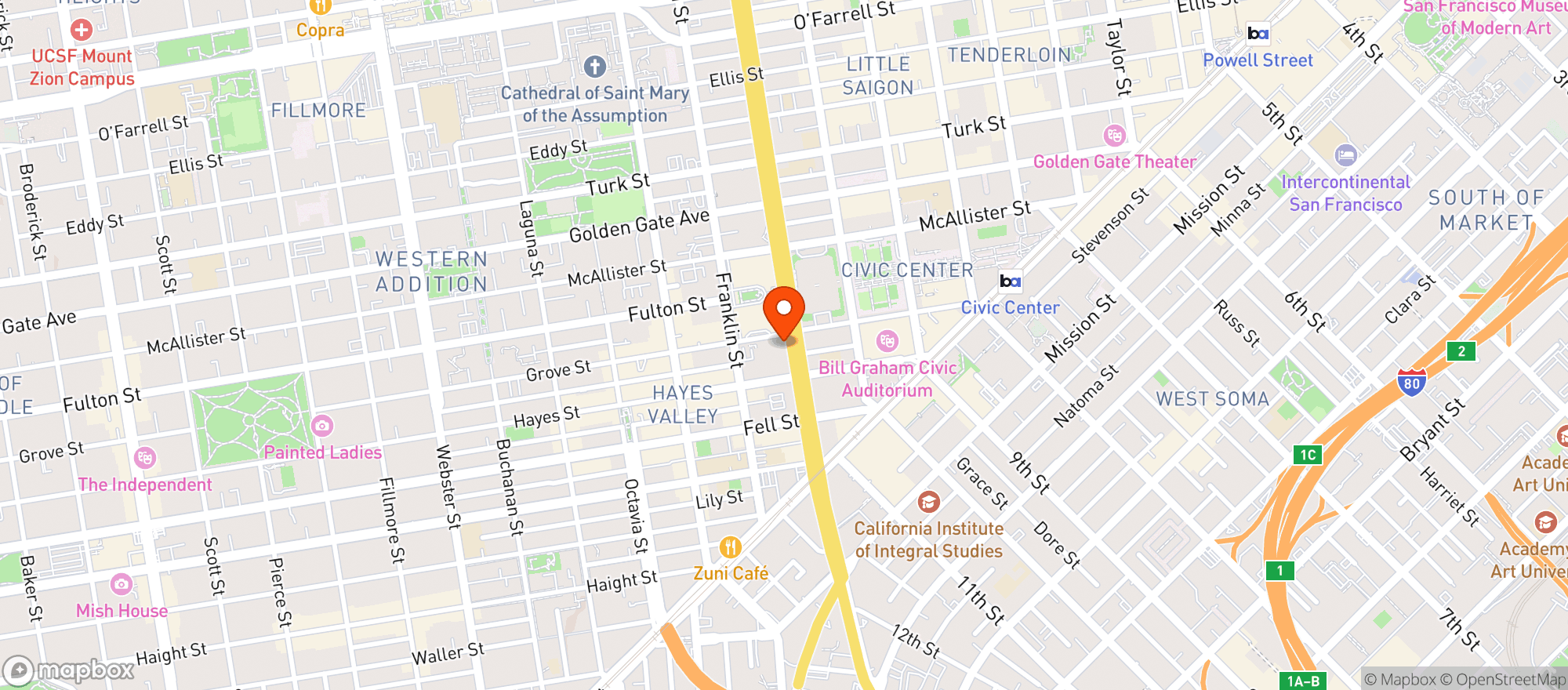 Map showing Louise M. Davies Symphony Hall