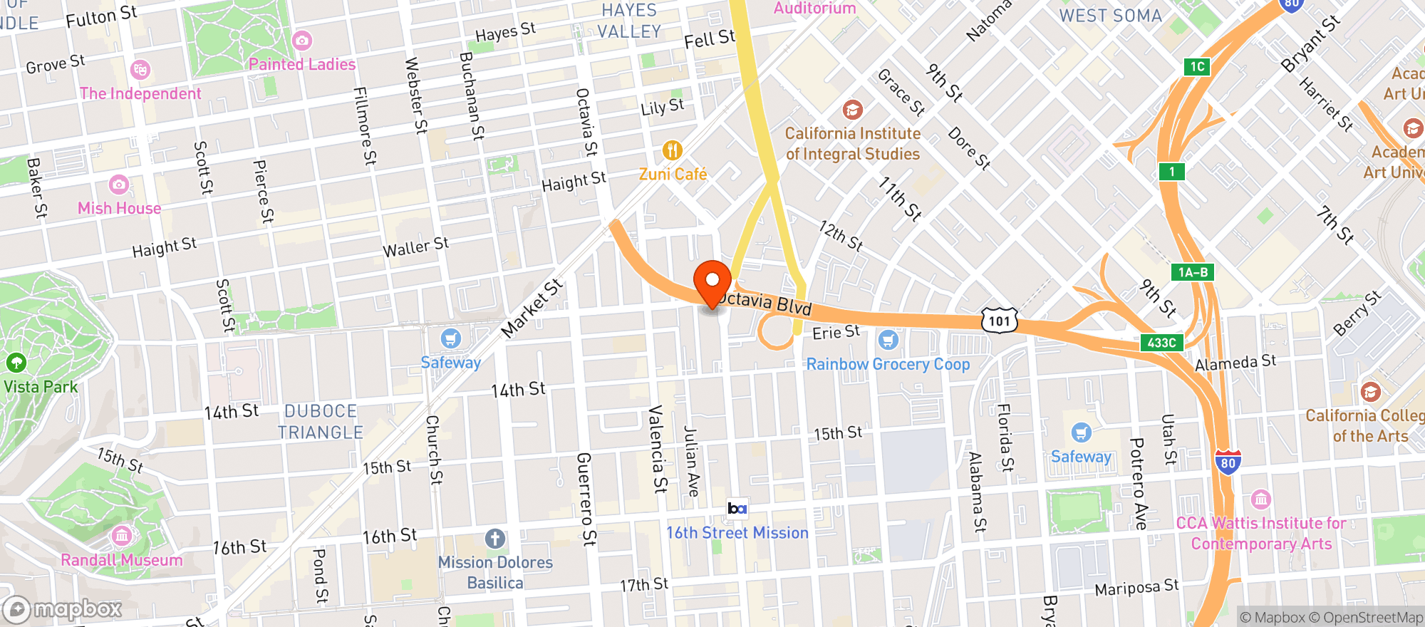 Map showing Brick & Mortar Redemption Lounge