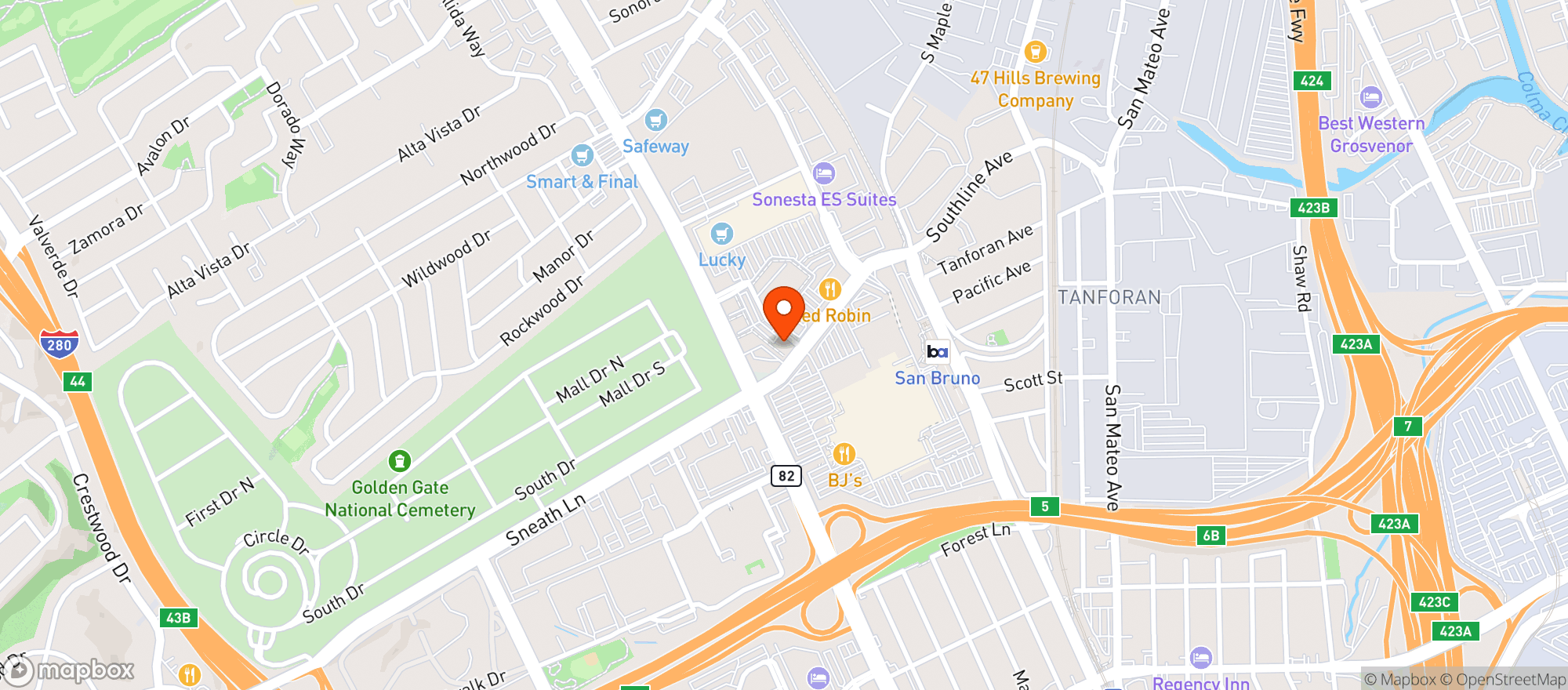 Map showing BevMo