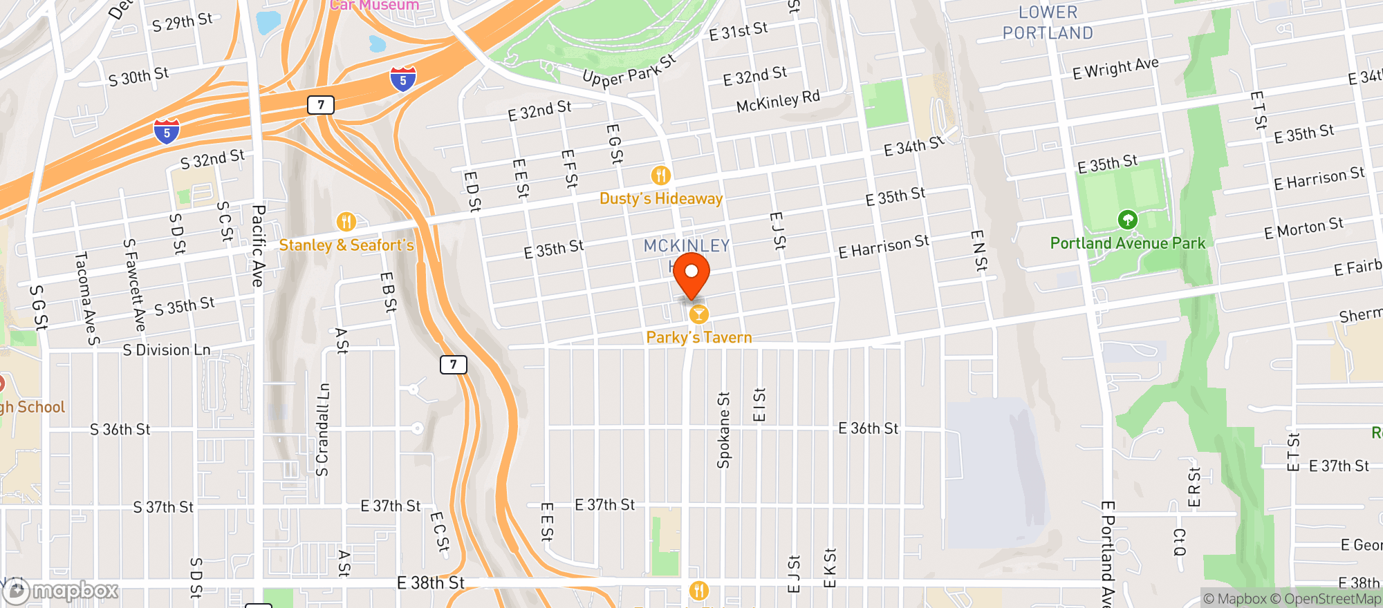 Map showing Top Of Tacoma Bar & Cafe