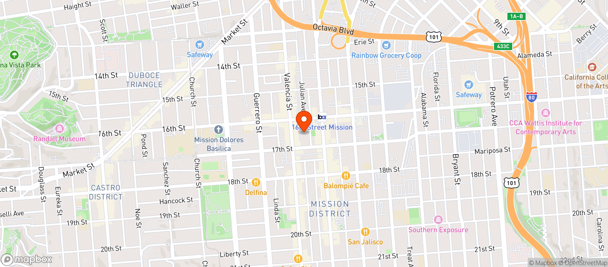 Map showing Casanova Lounge