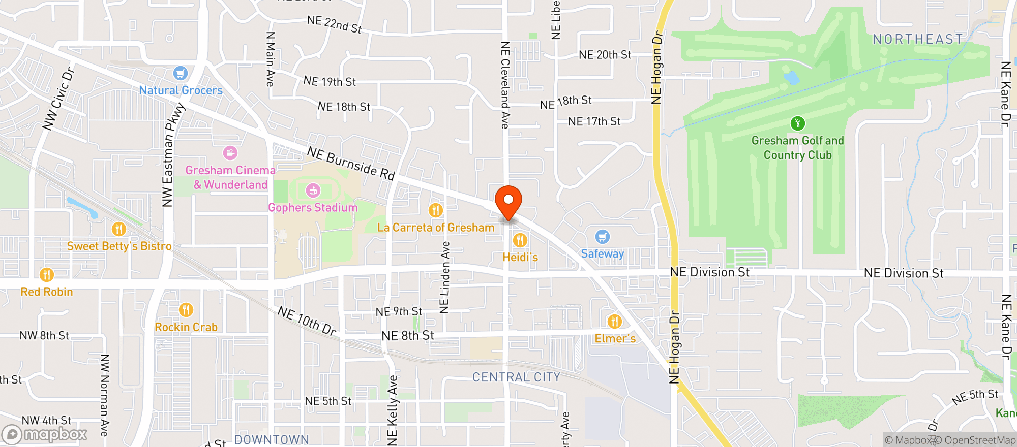 Map showing Heides Restaurant