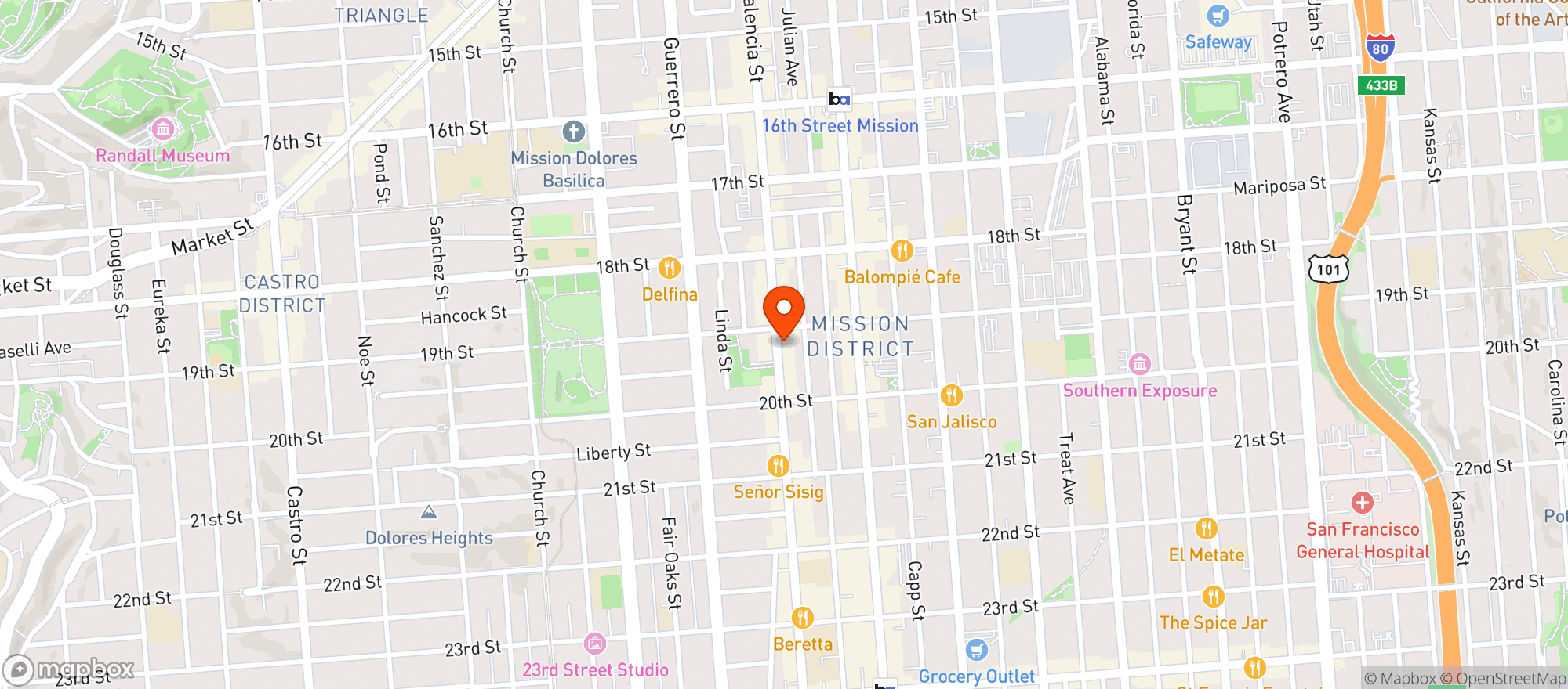 Map showing Gola Restaurant SF
