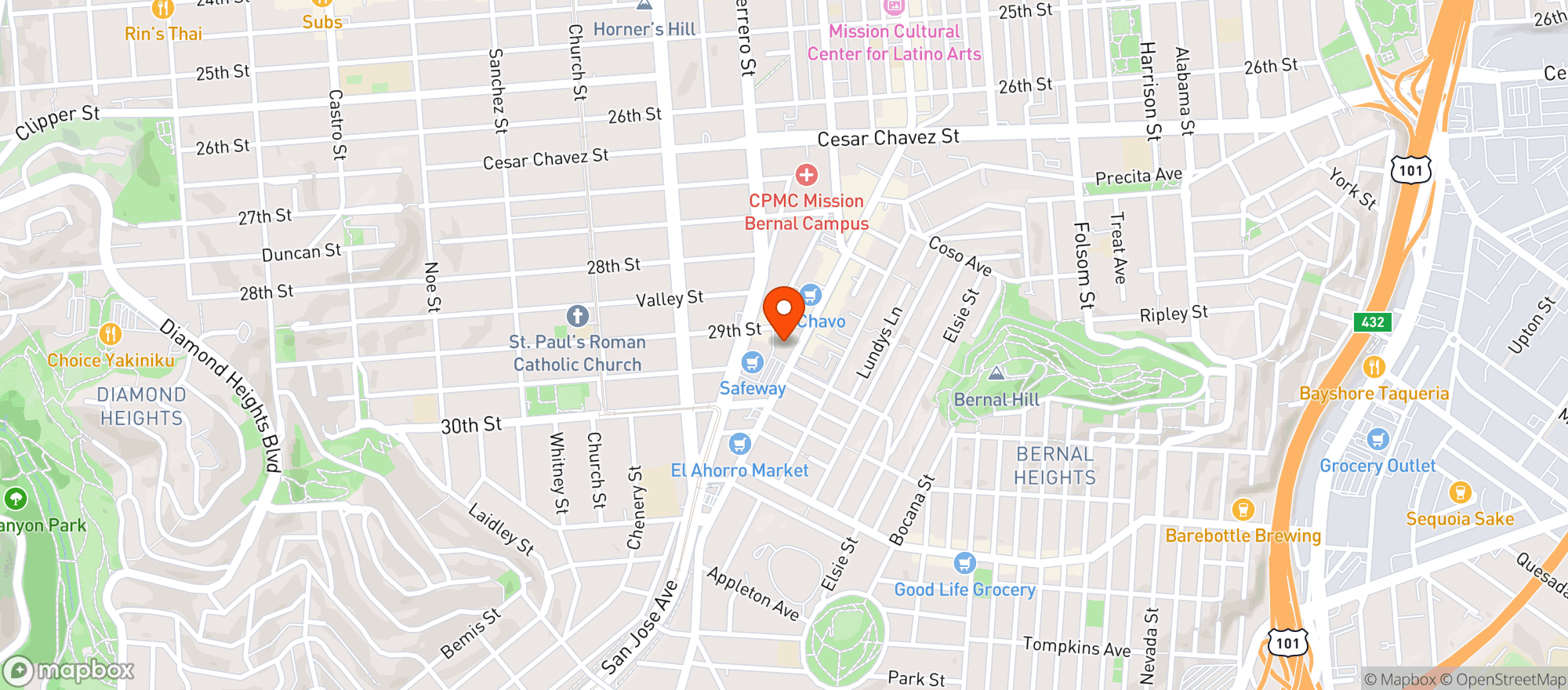 Map showing Urbana - Mission