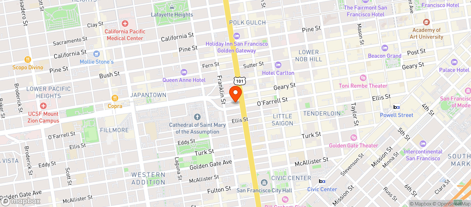 Map showing Coterie Cathedral Hill
