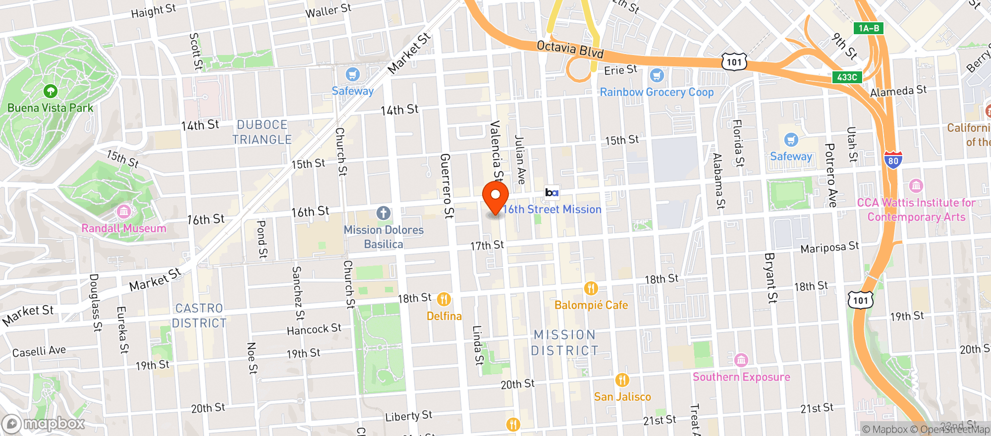 Map showing Blondie's Bar