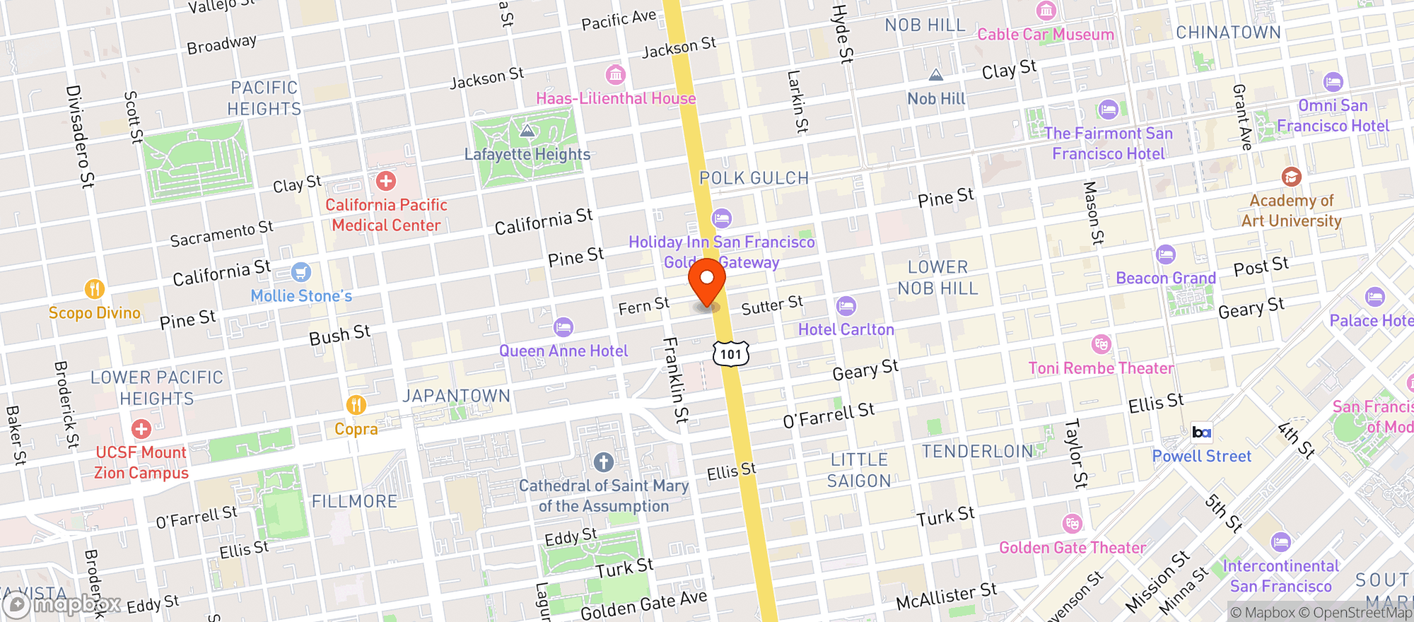 Map showing Van Ness-SF