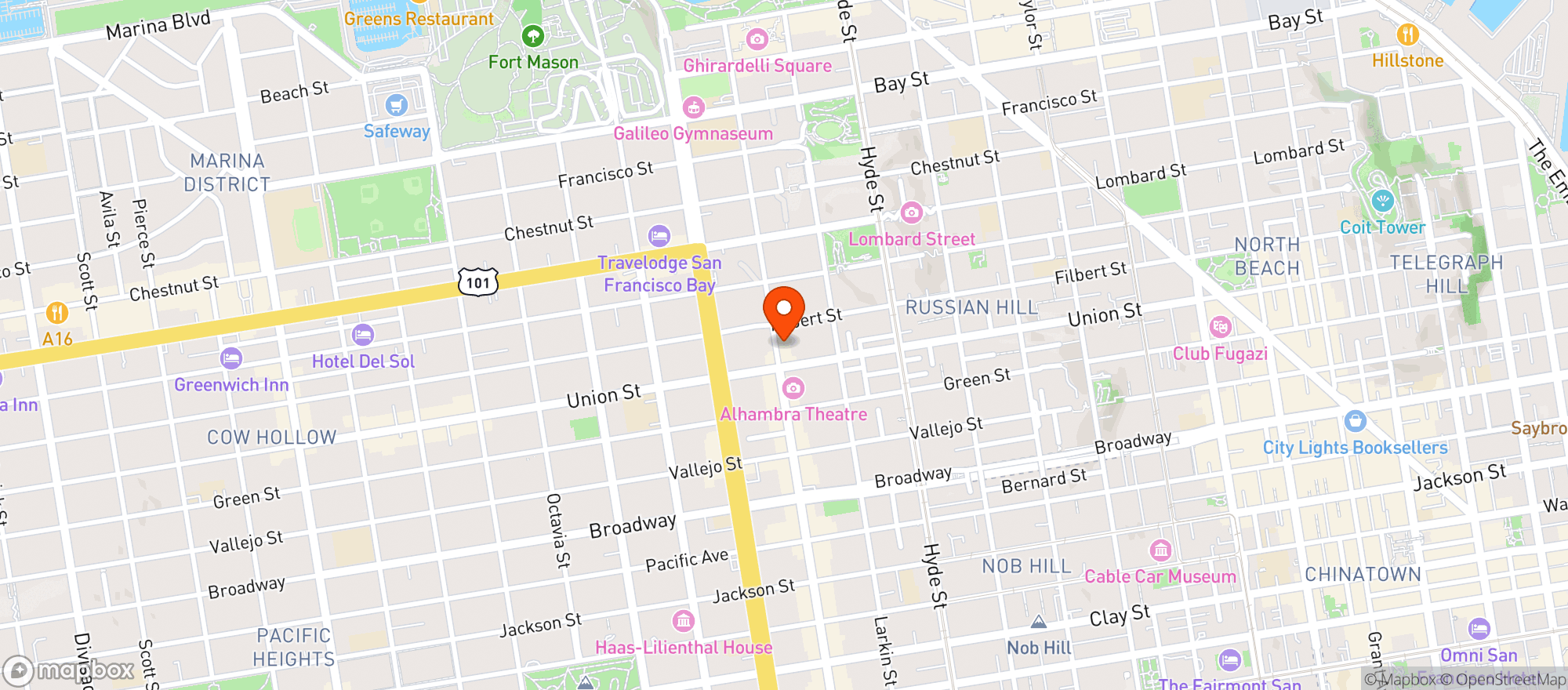 Map showing Russian Hill Cannabis Club