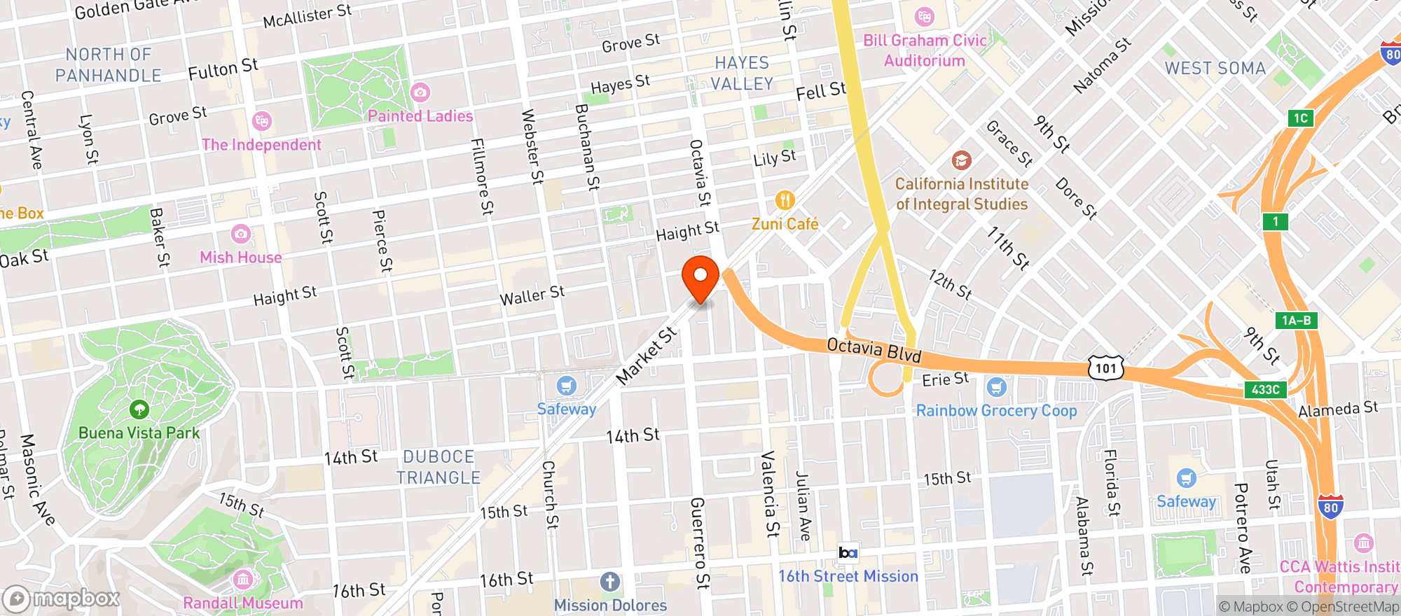 Map showing Golden State Food & Liquor