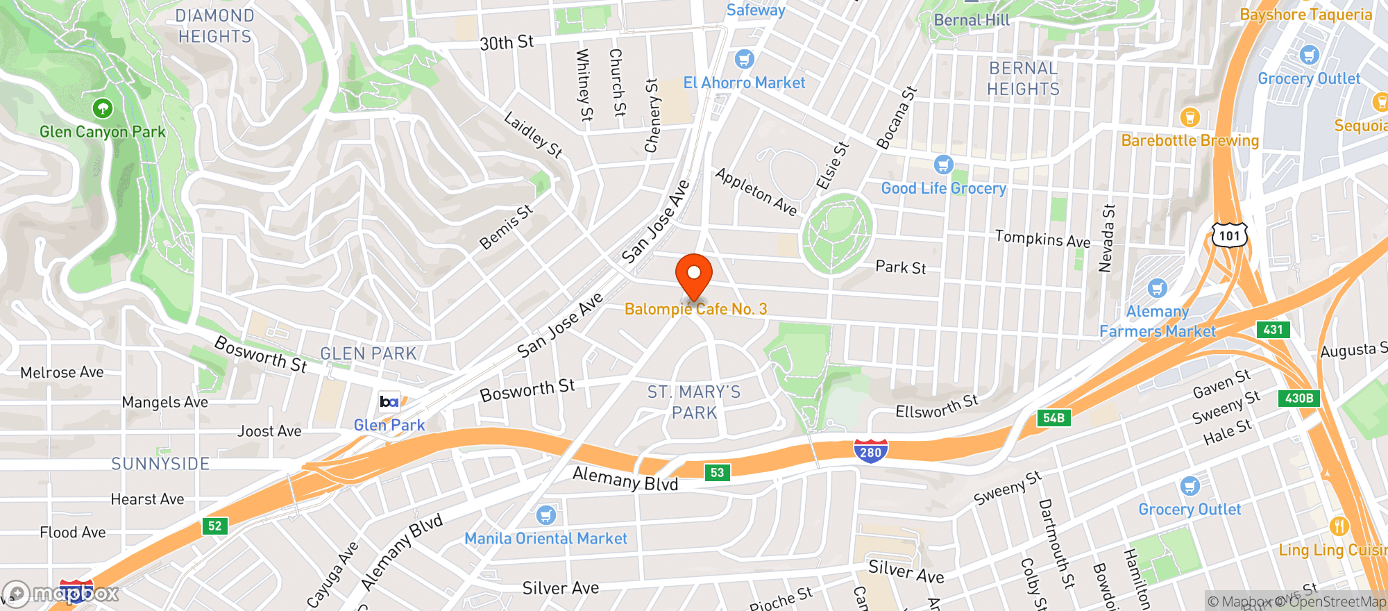 Map showing St. Mary's Pub