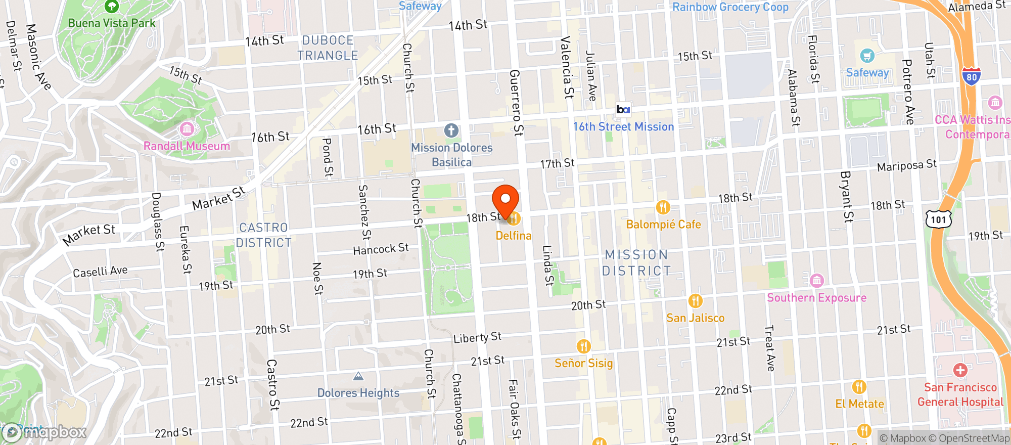 Map showing Bi-Rite 18th Street