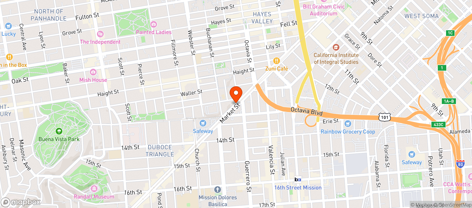 Map showing Orbit Room Cafe