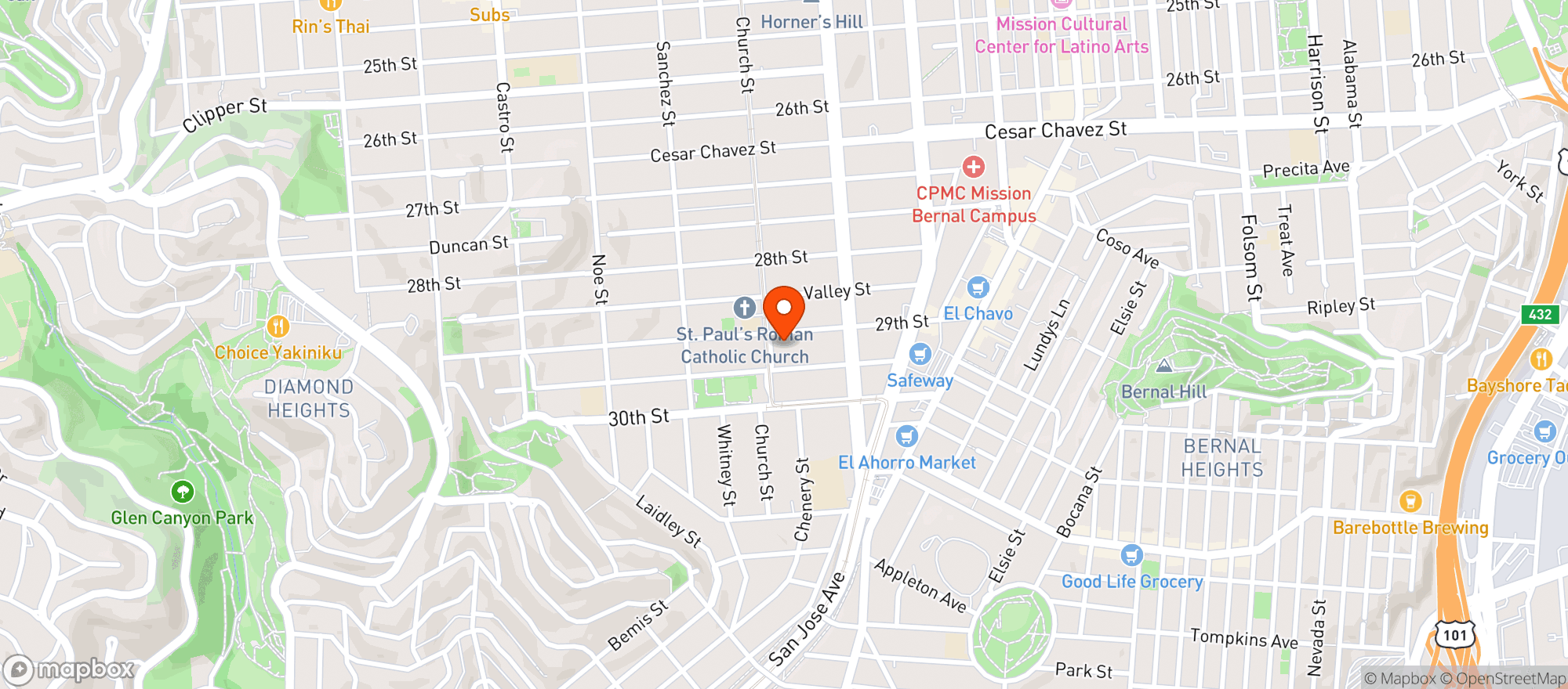 Map showing Baron's Meat SF