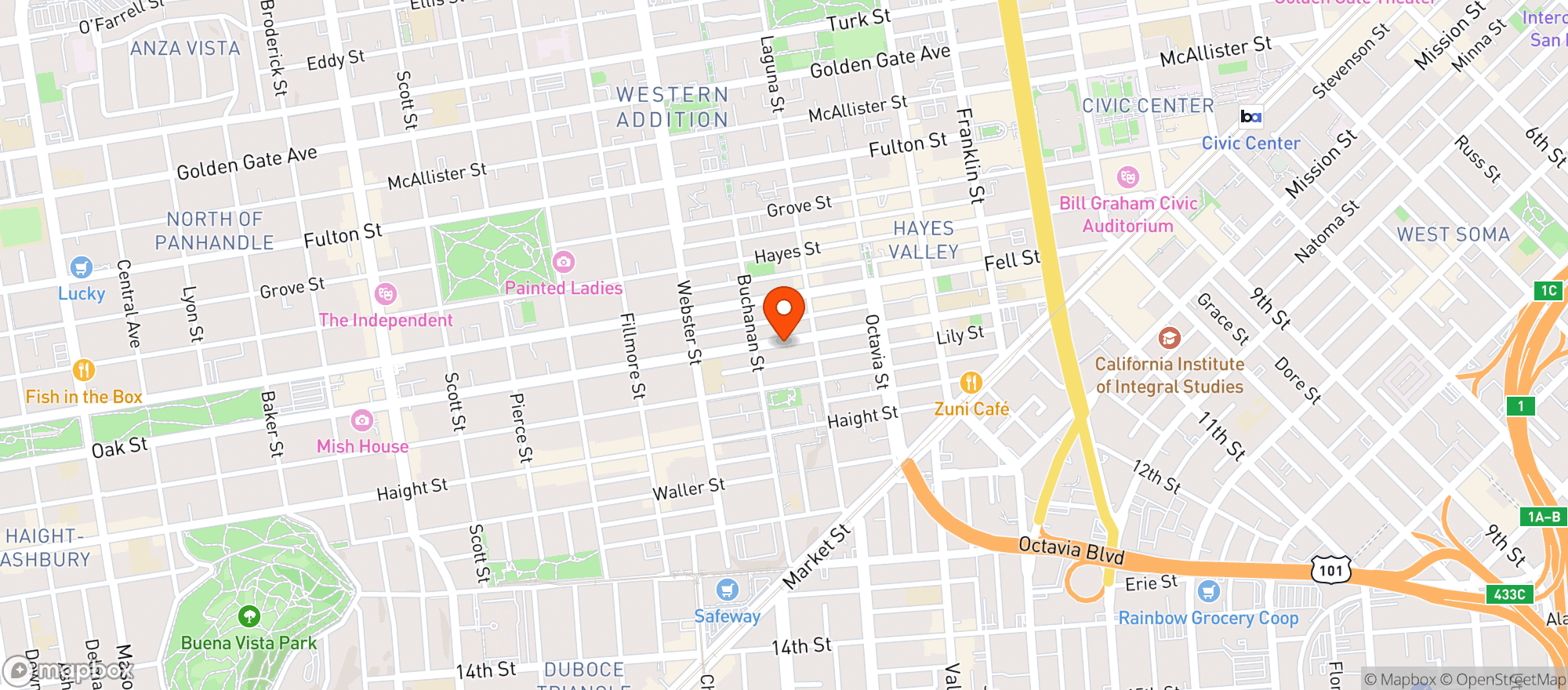 Map showing Oak Gourmet