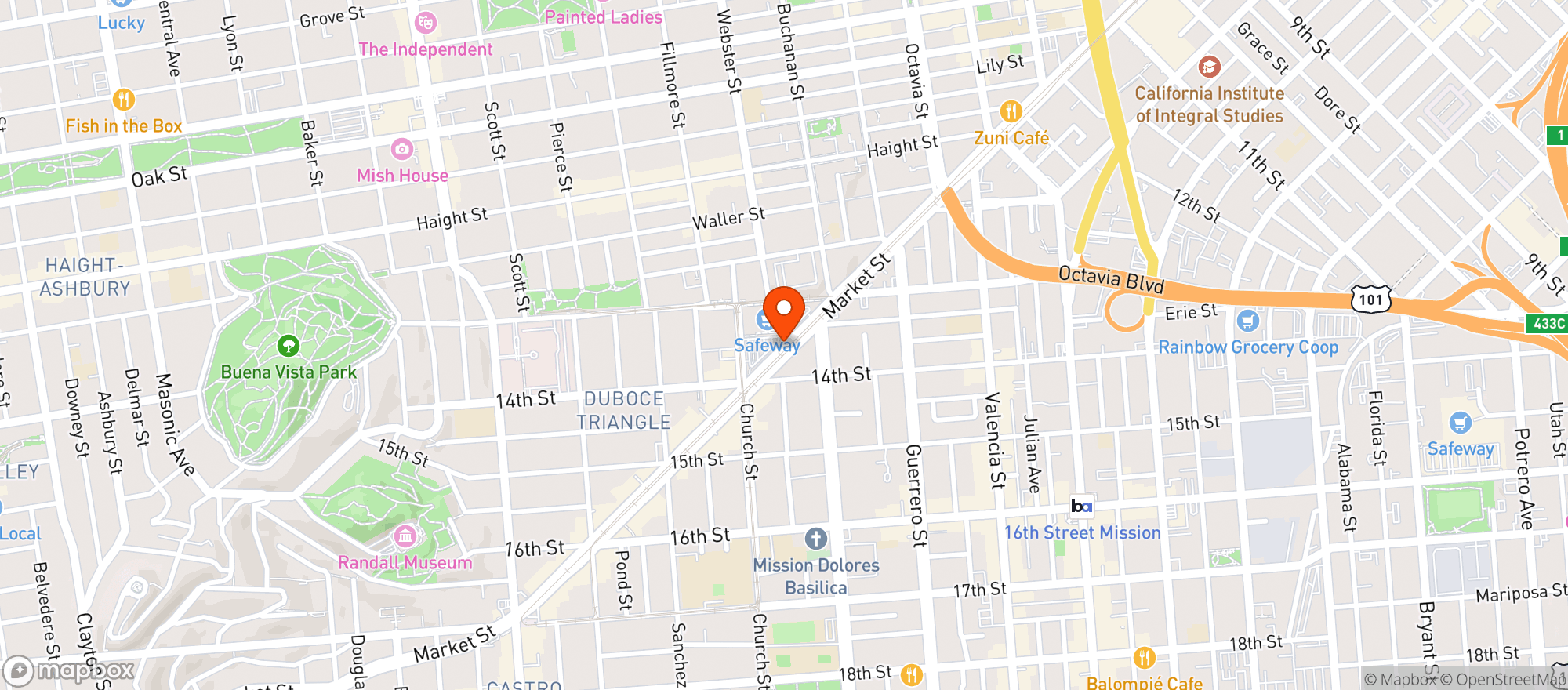 Map showing Safeway
