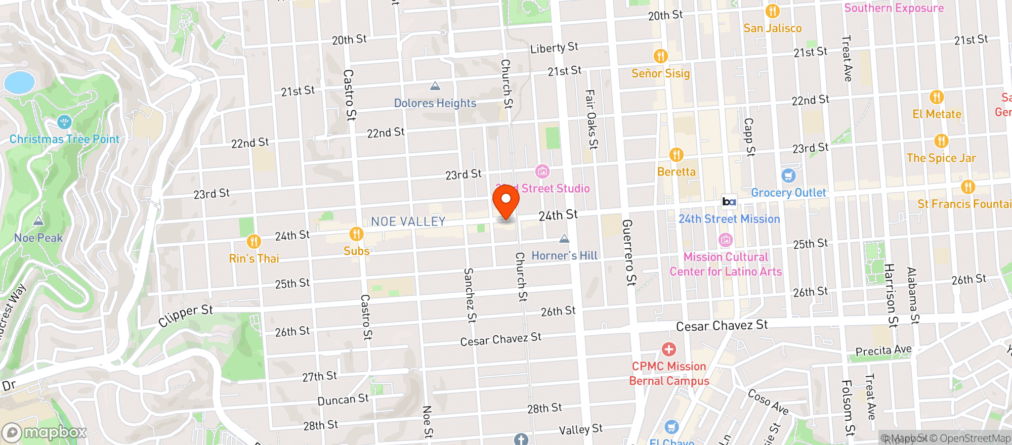 Map showing Noe Valley Wine & Spirits