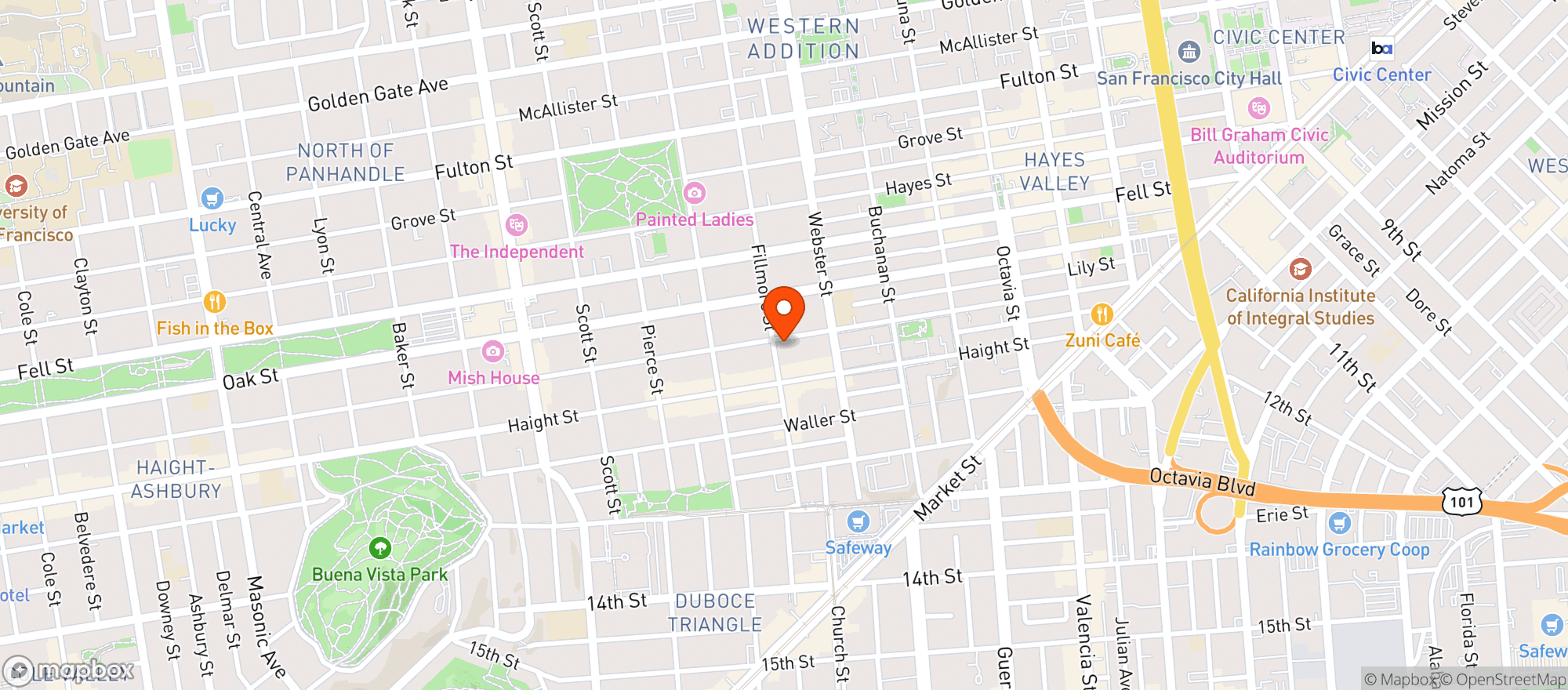 Map showing Haight Bourbon Shop