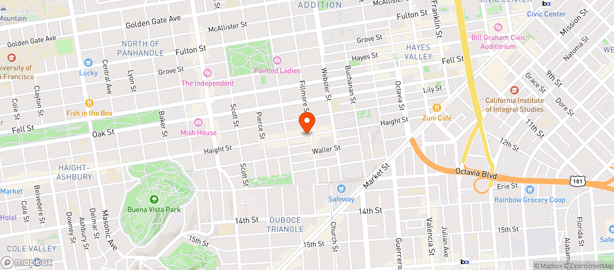 Map showing Haight Fillmore Whole Foods