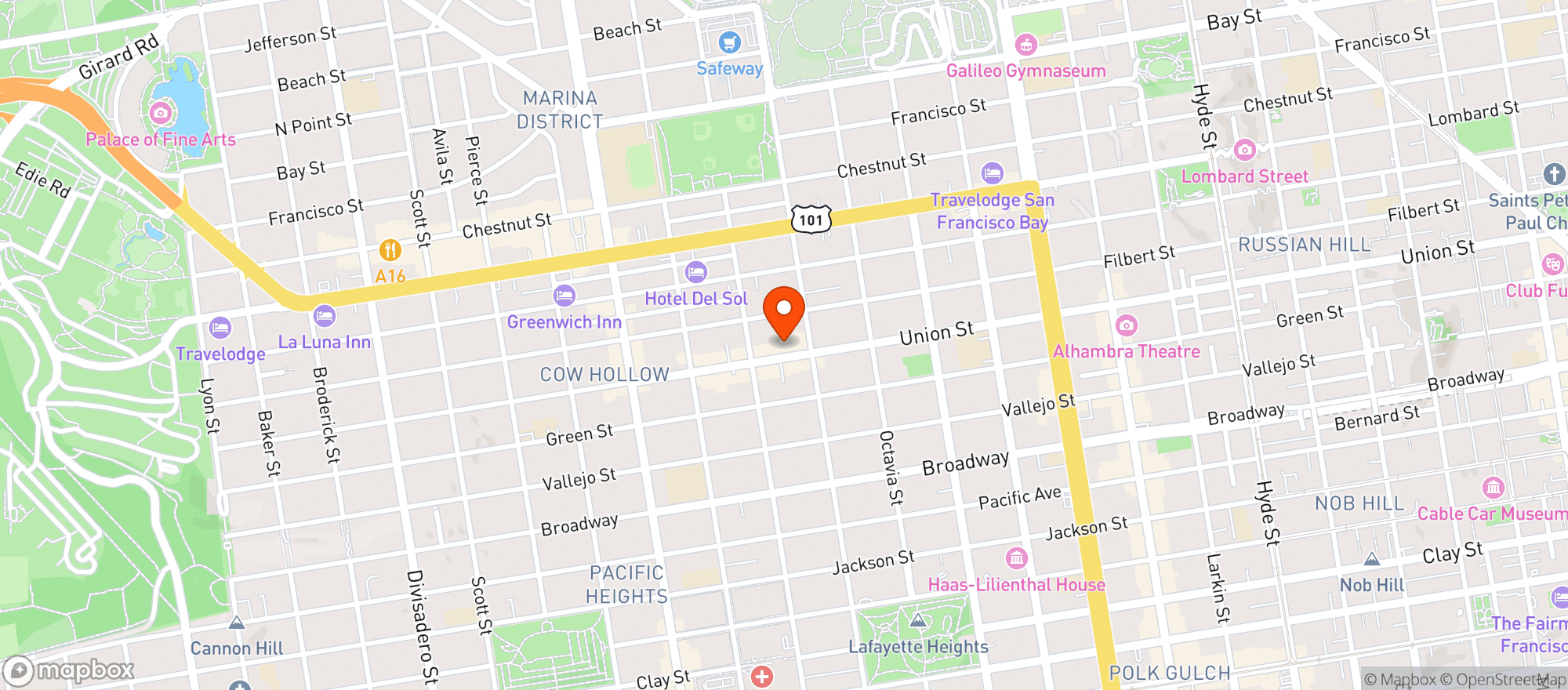 Map showing Perry's on Union