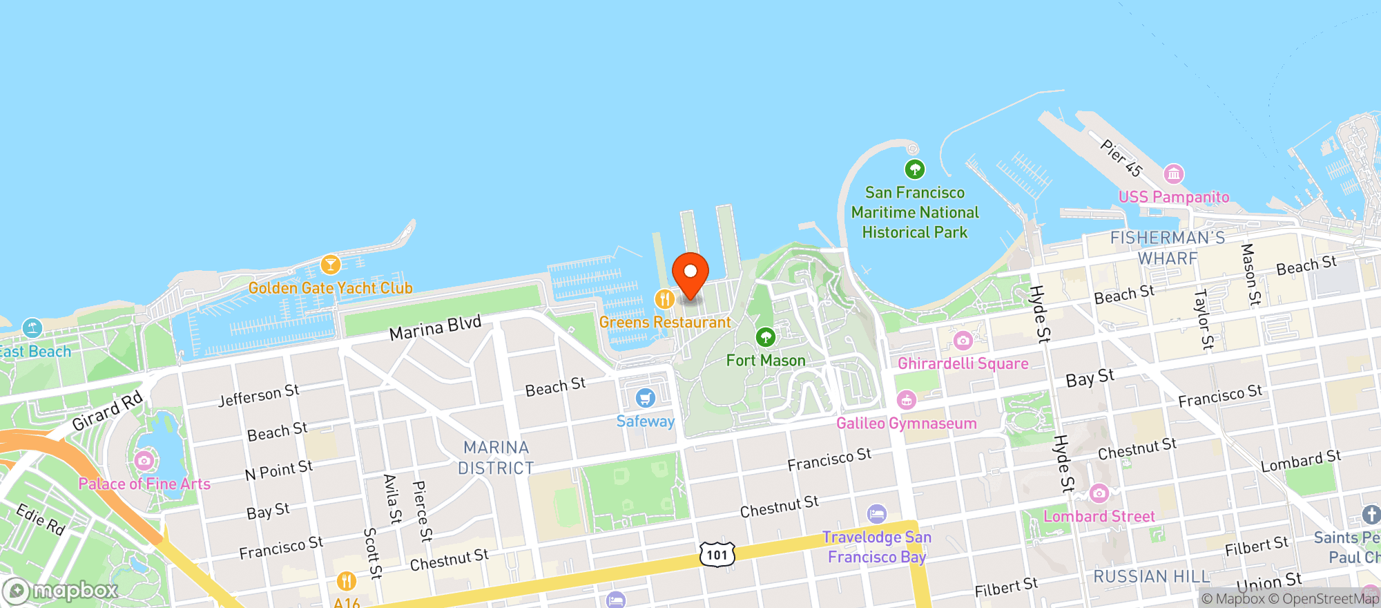 Map showing Greens At Fort Mason
