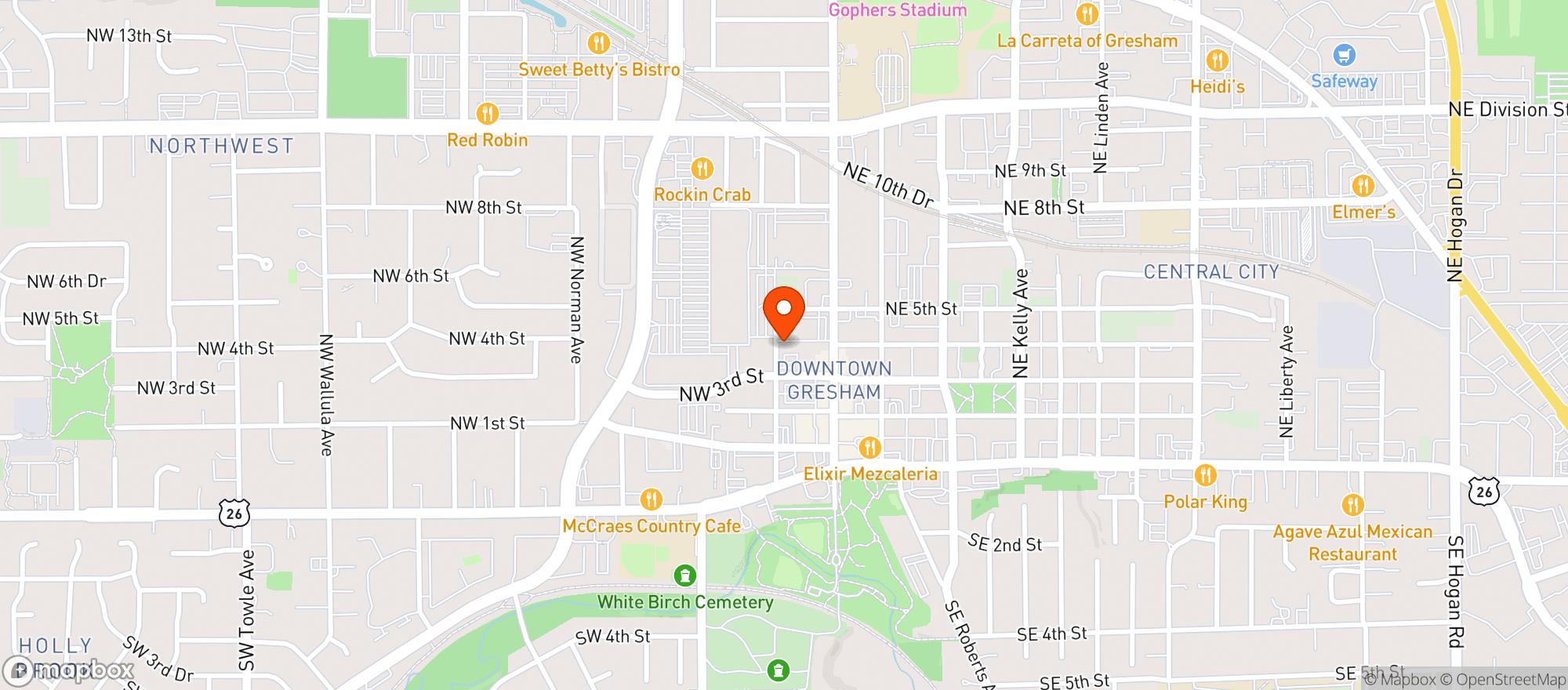 Map showing The Low Road Bar & Grill