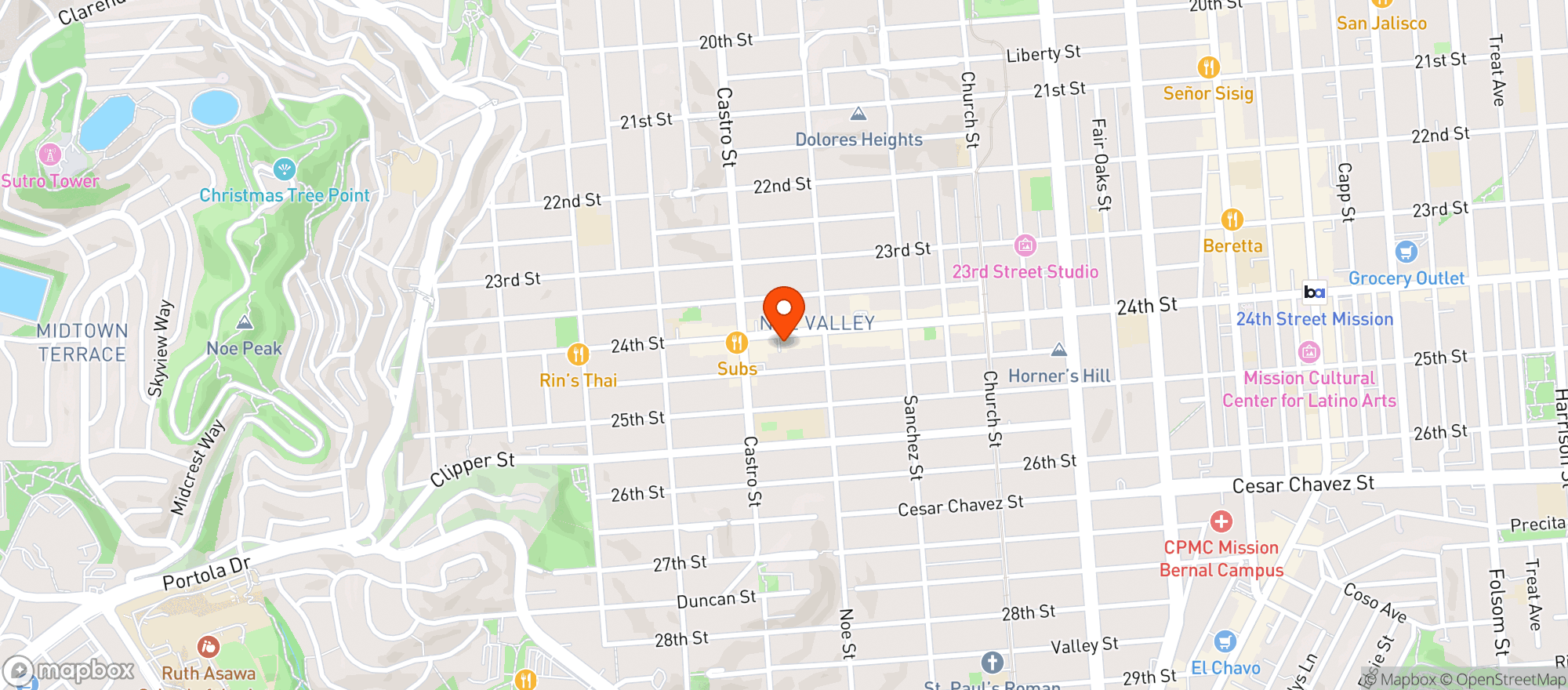 Map showing Yoga Flow Noe Valley