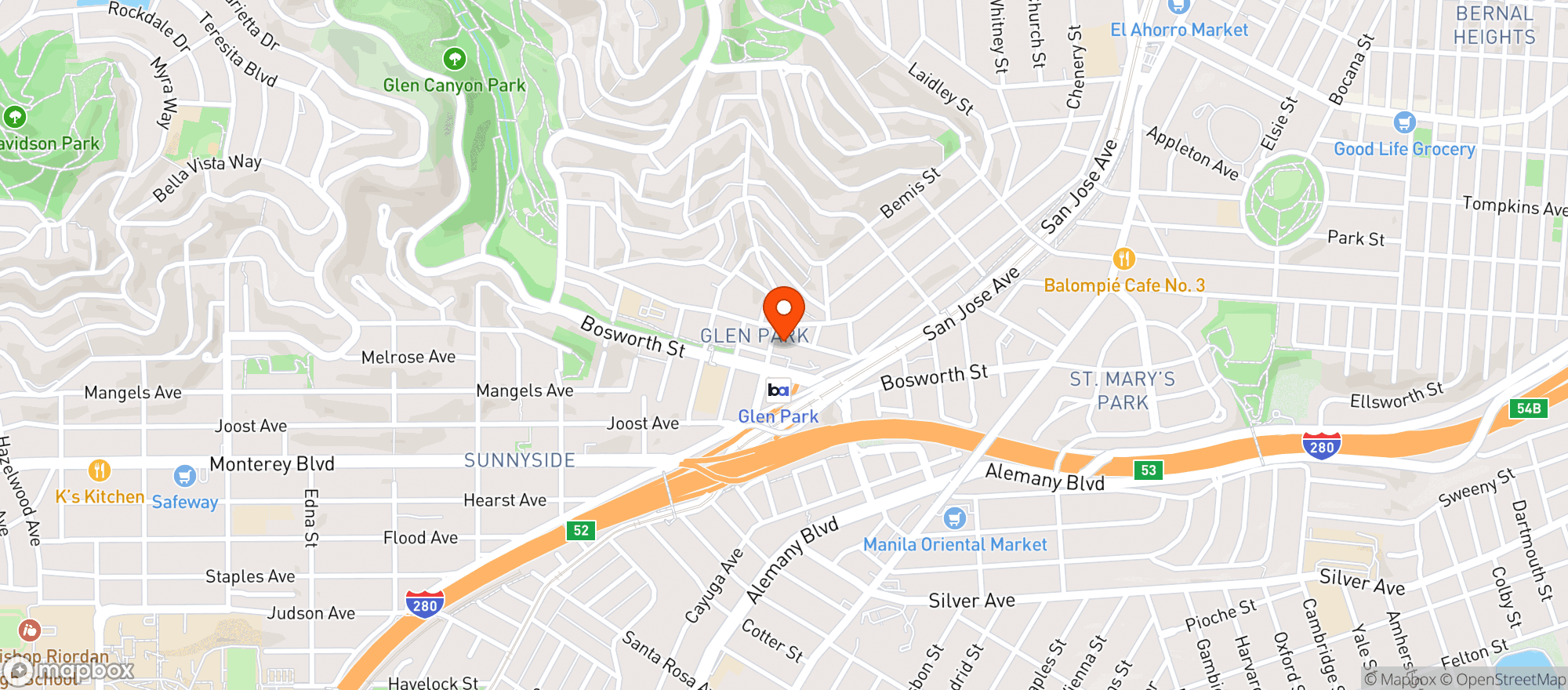 Map showing Canyon Market