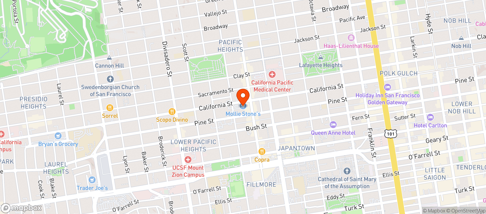 Map showing Mollie Stones Market