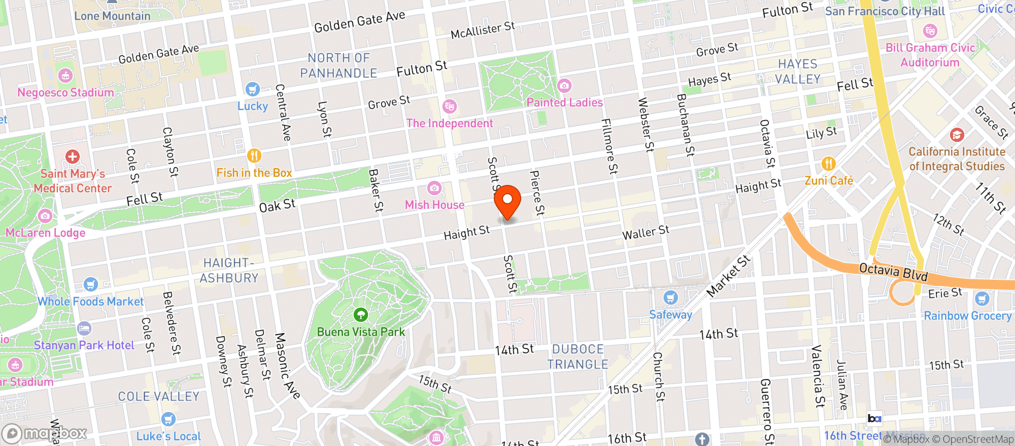 Map showing Santa Clara Organic Market - San Francisco